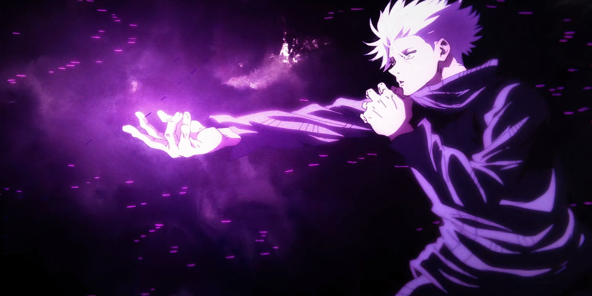 Satoru Gojo using the Purple variant of limitless in Jujutsu Kaisen