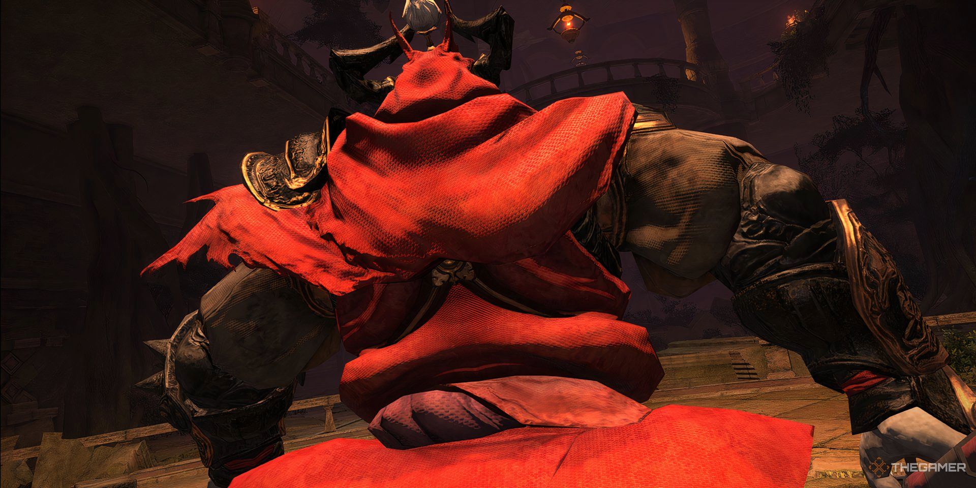 Gilgamesh with his back turned to the camera in Final Fantasy 14.