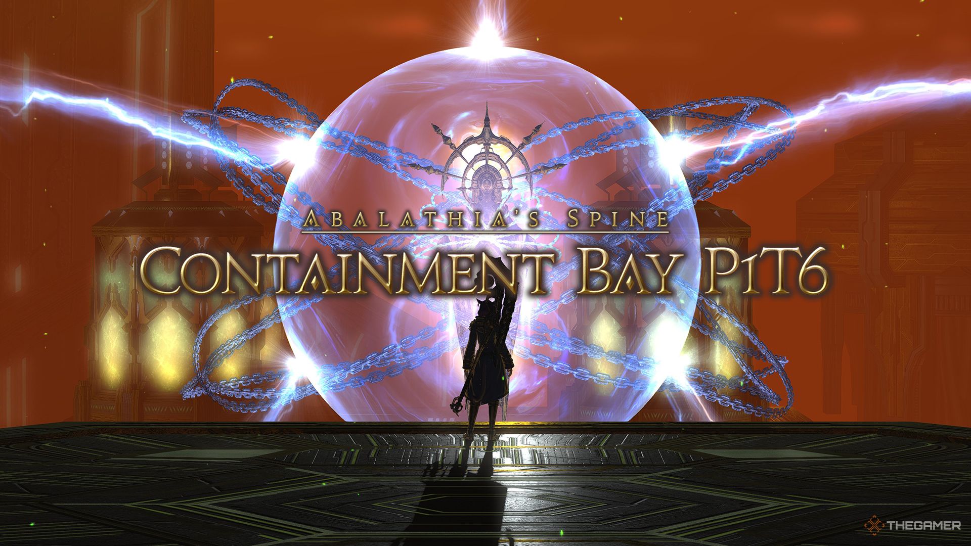 A player standing in front of the imprisoned statue of Sophia inside Containment Bay P1T6 in Final Fantasy 14.