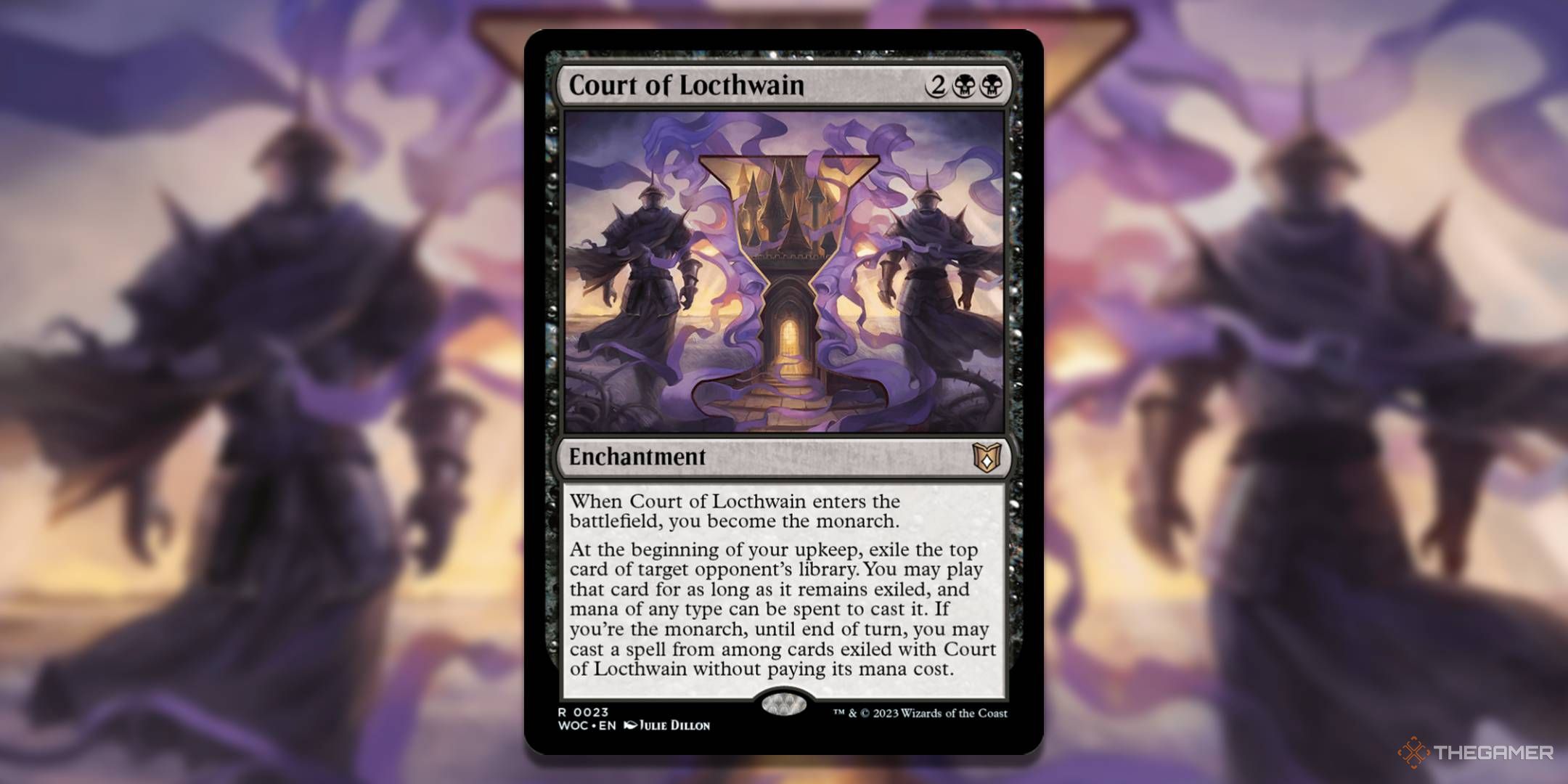 MTG Court of Locthwain card with the art in the background.