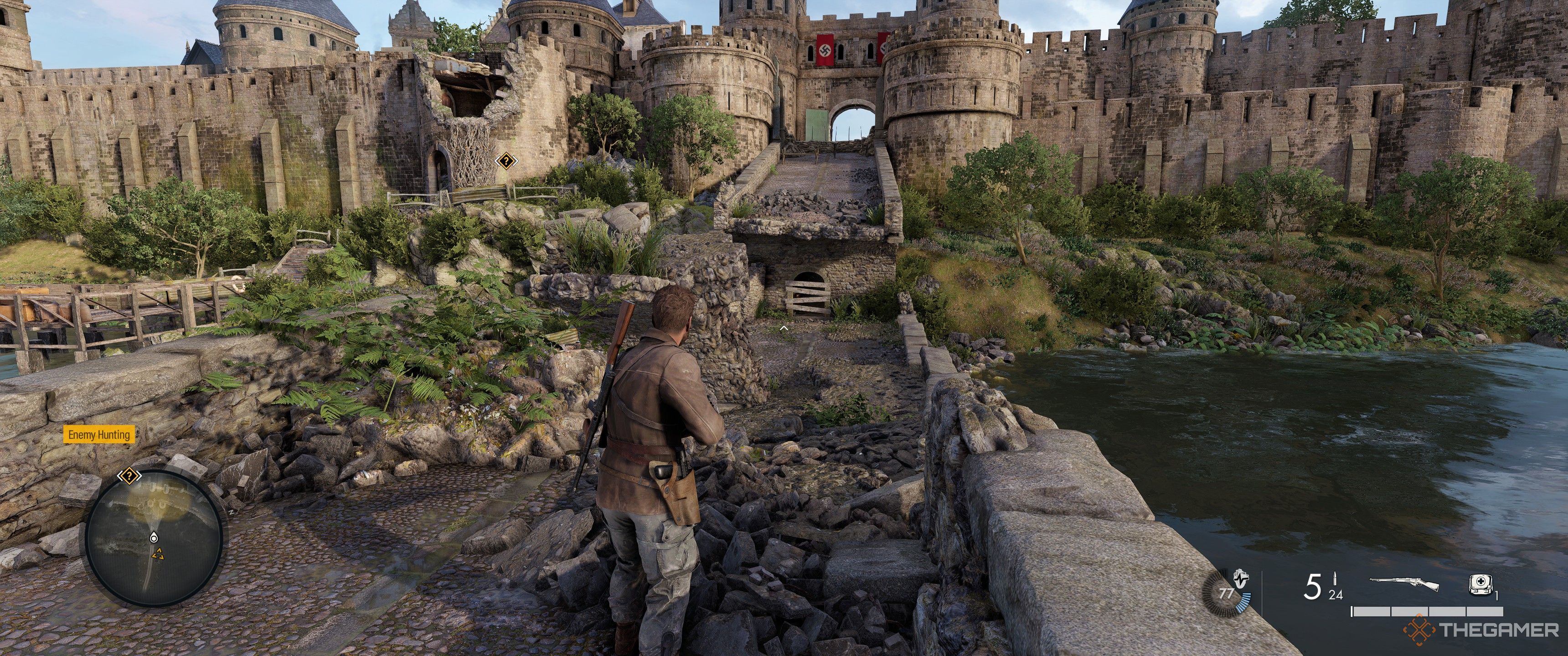 The broken bridge in Sniper Elite: Resistance.