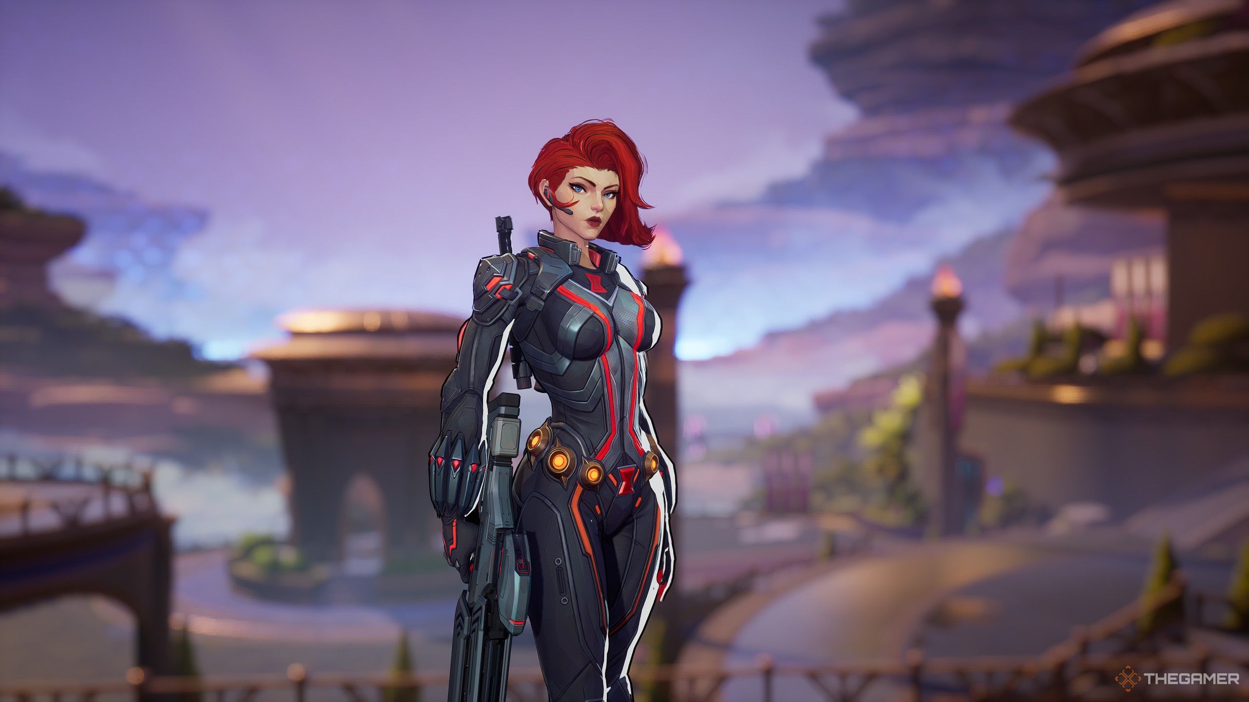 The character selection screen for Black Widow in Marvel Rivals.