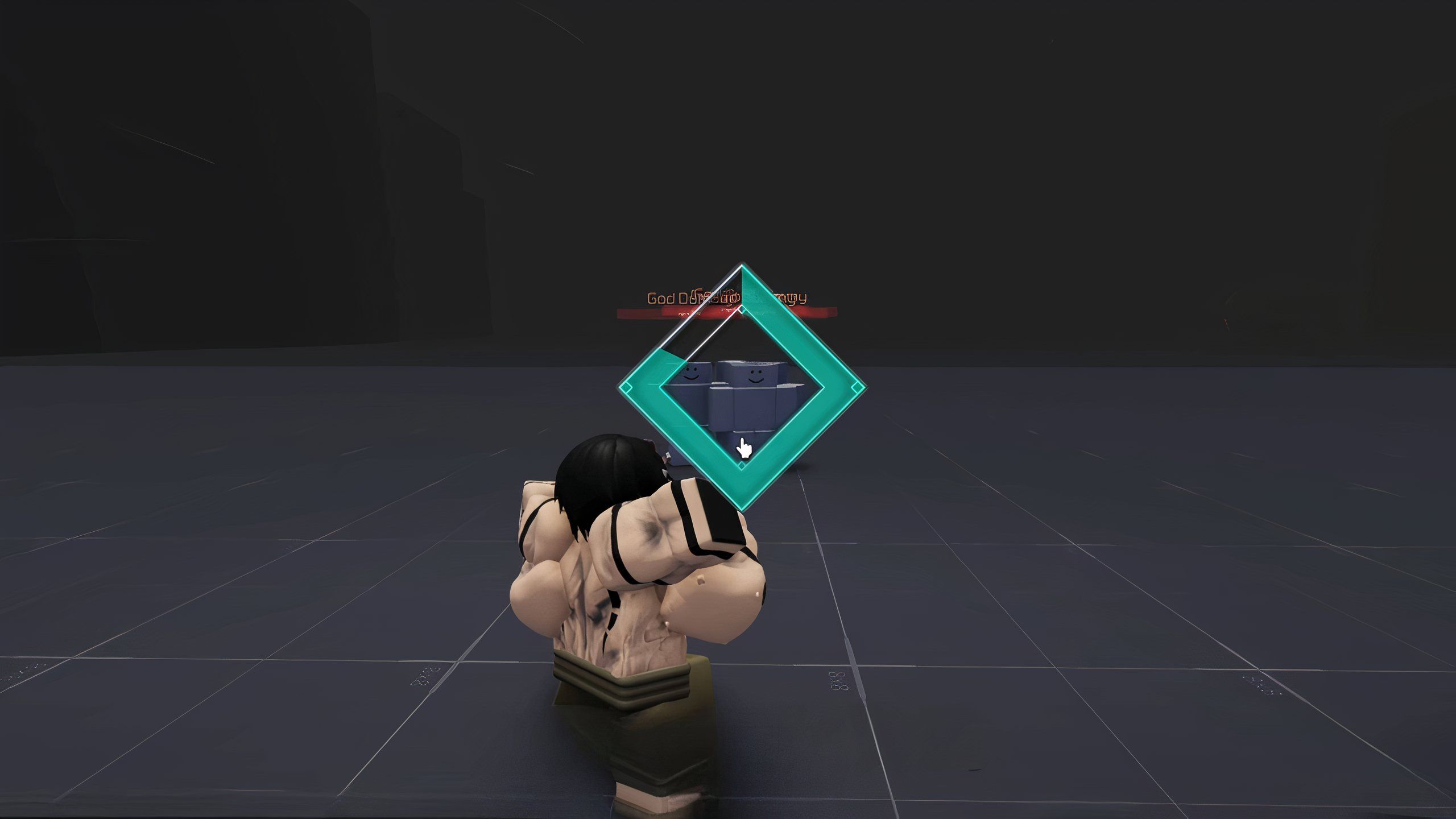 A diamond sign appears meaning the player is about to perform a black flash - roblox jujutsu infinite