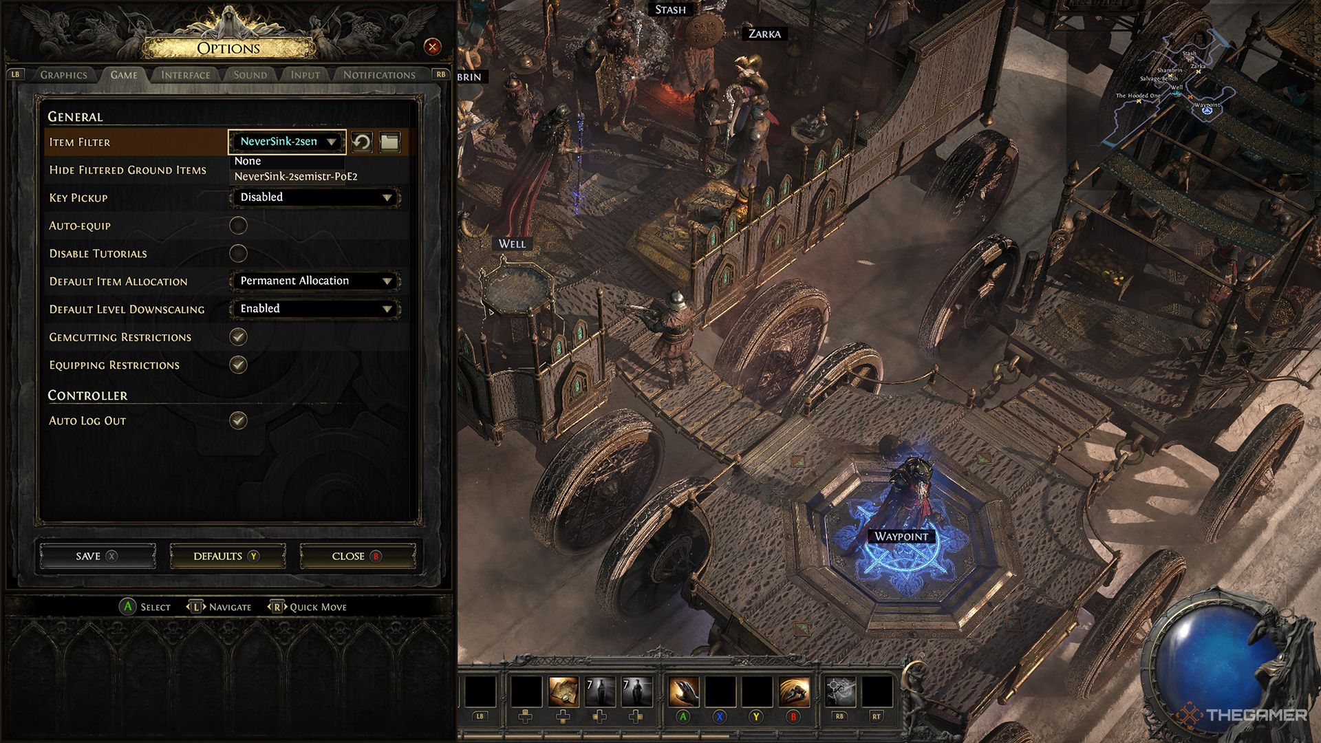 Selecting the followed item filter from the drop-down in Path of Exile 2.