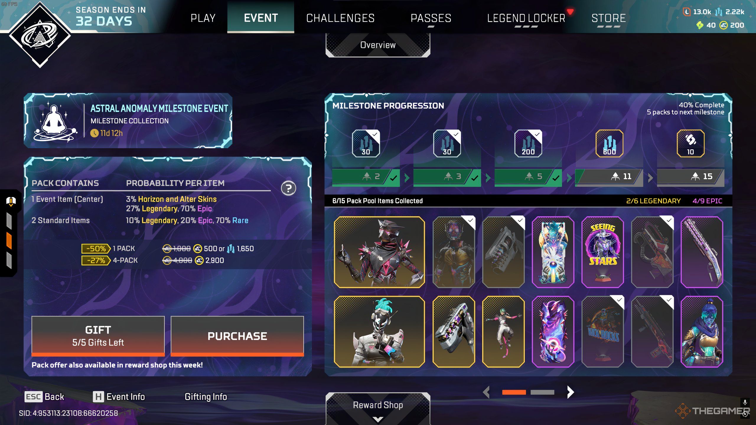 The Milestone Colection of the Astral Anomaly Event in Apex Legends.