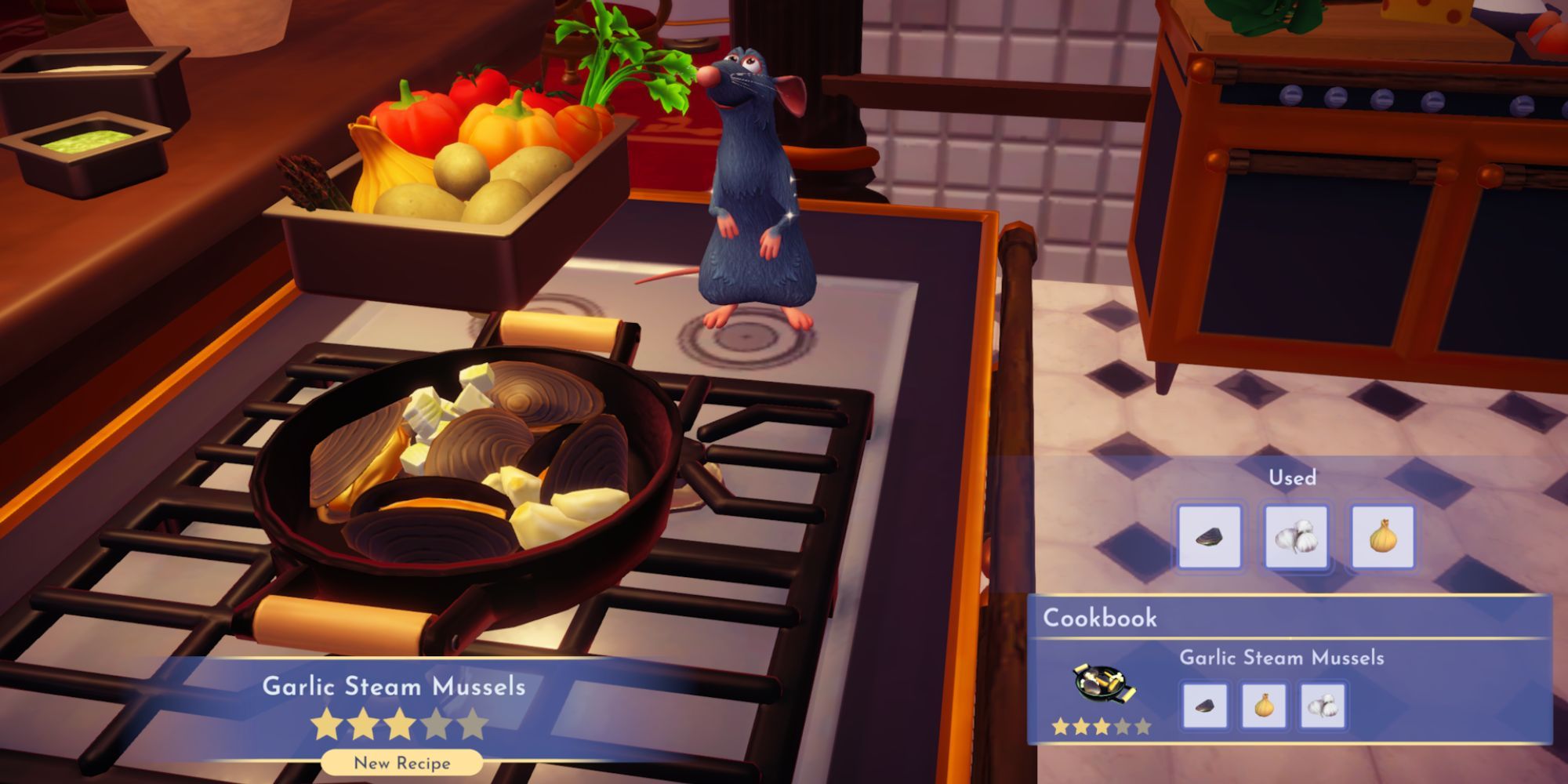 Garlic Steam Mussel recipe in Disney Dreamlight Valley