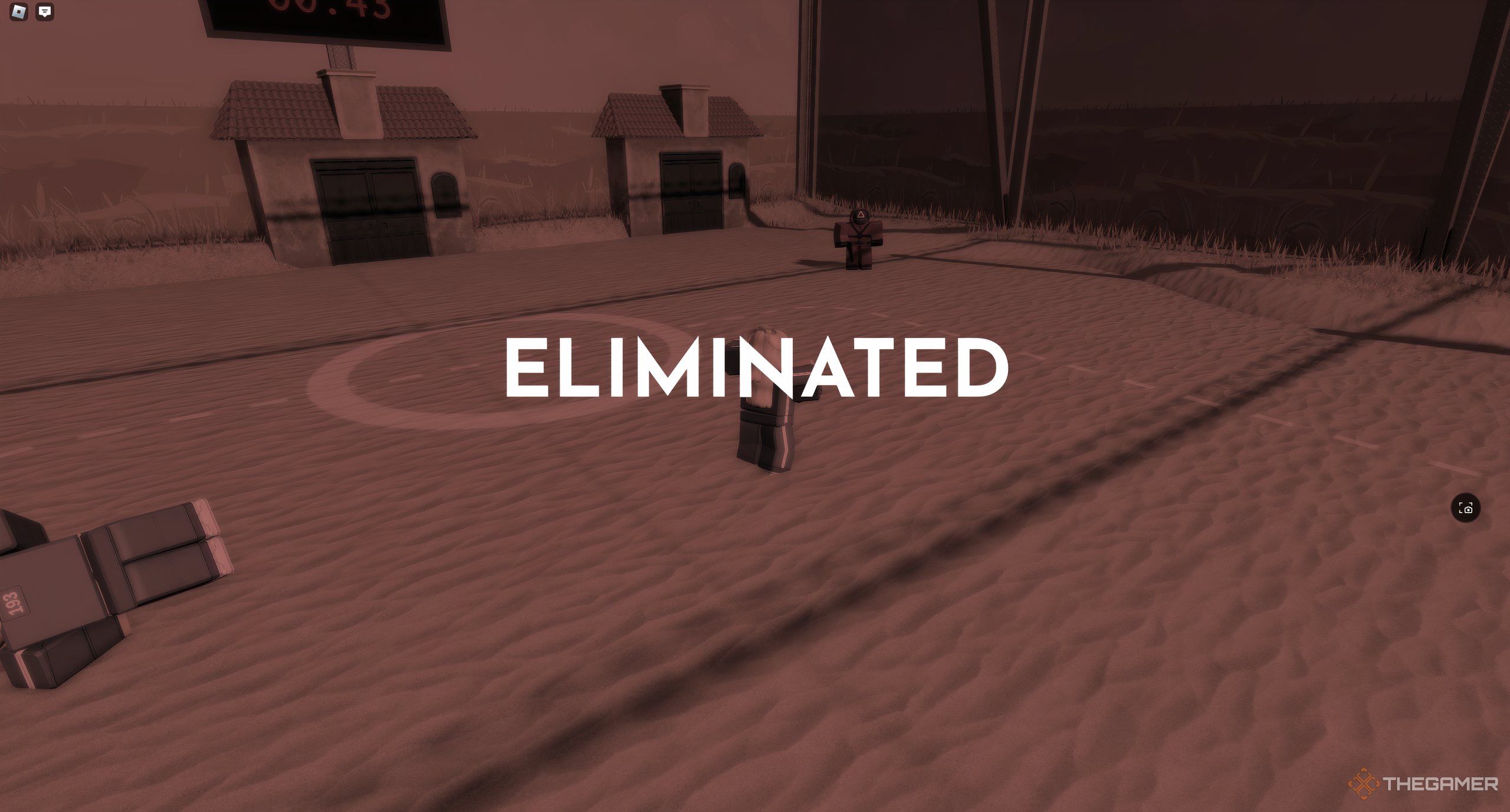 A player in Roblox: Shrimp Game gets eliminated during the Squid Game. 