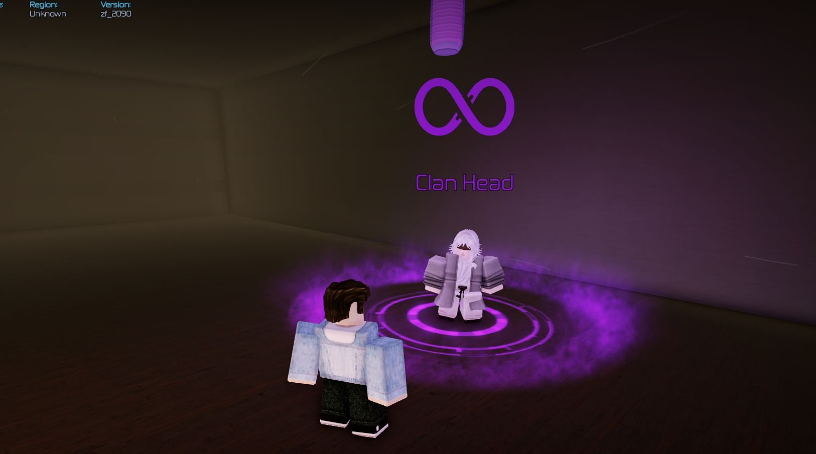 Player standing in front of the Clan Head - Roblox Jujutsu Infinite-1