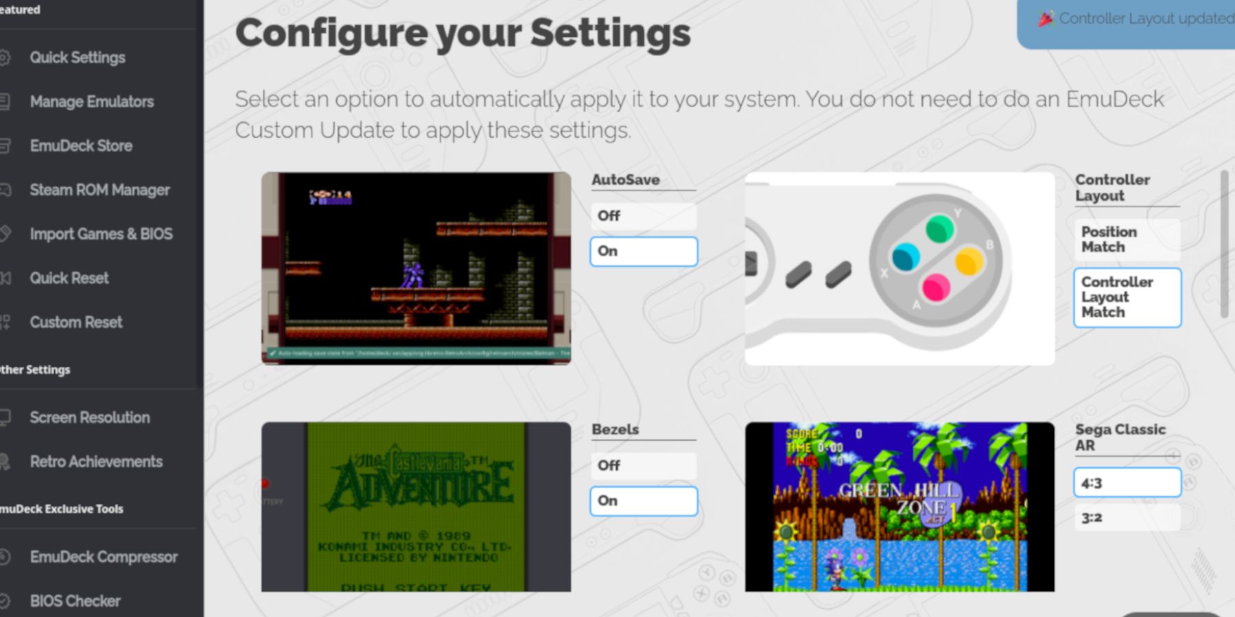 Configure retro settings in EmuDeck