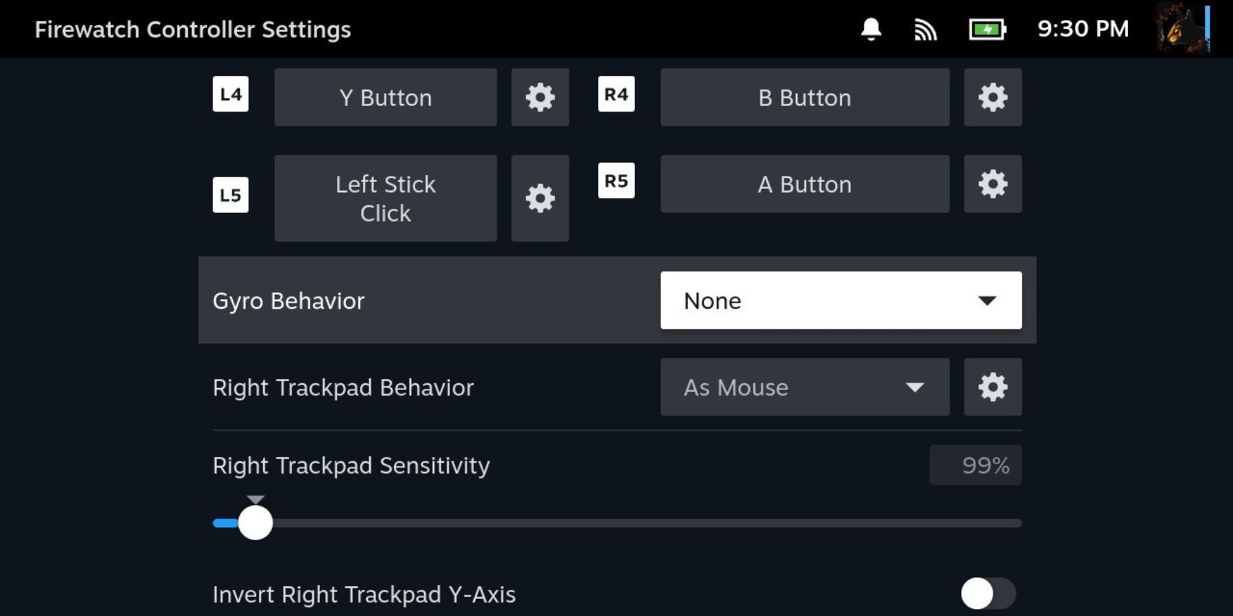 Gyro Behavior Setting in Game on Steam Deck