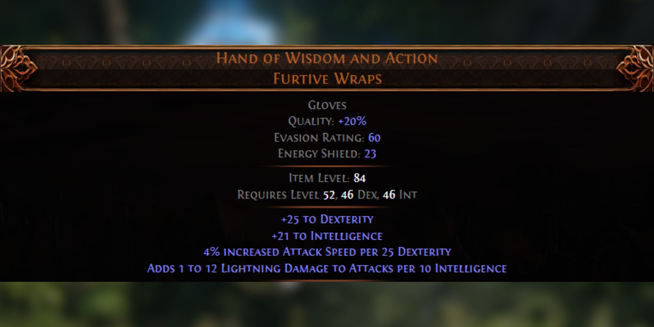 Hand of Wisdom and Action Furtive Wraps in PoE 2