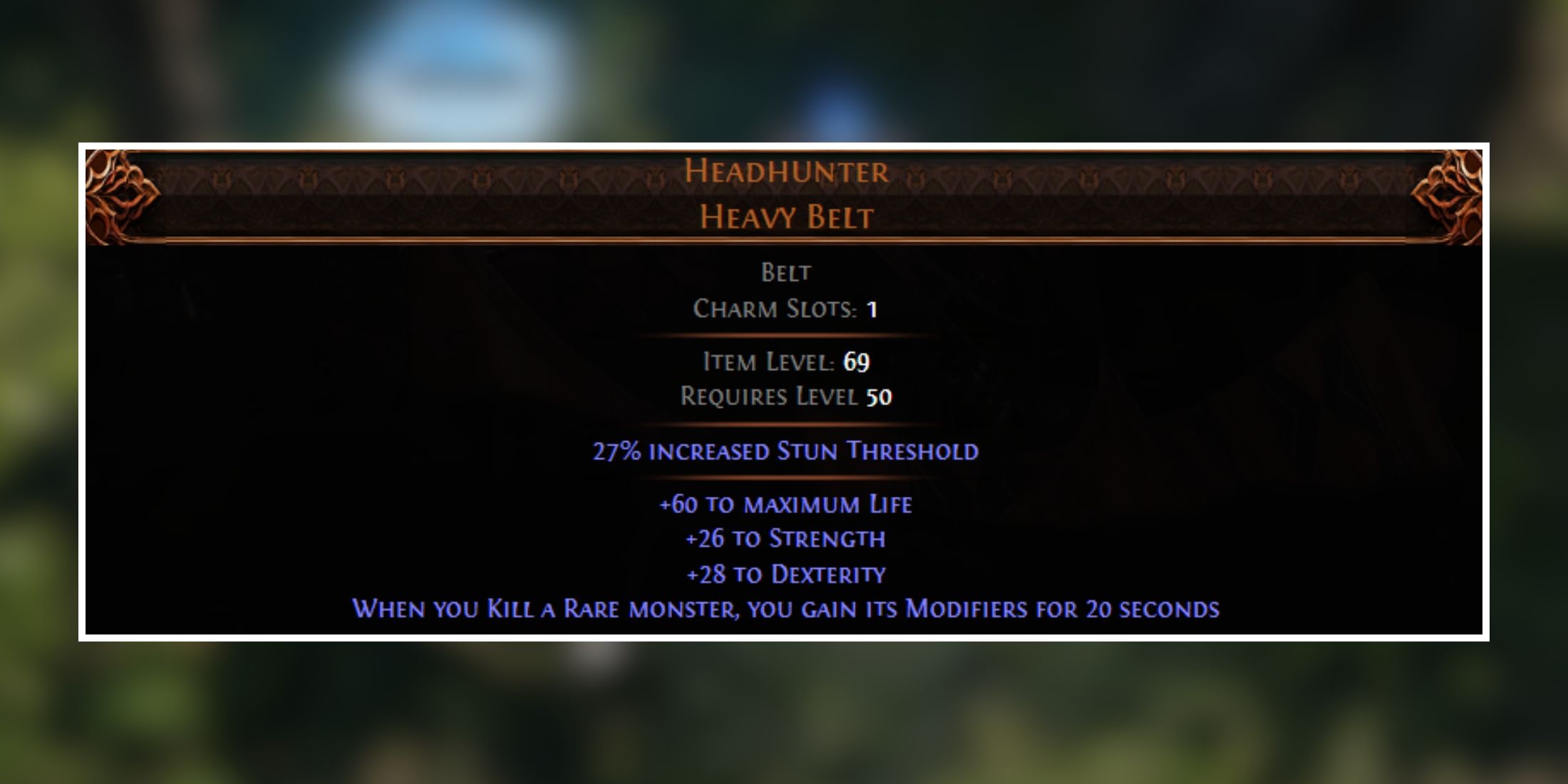 headhunter heavy belt unique on trade in path of exile 2