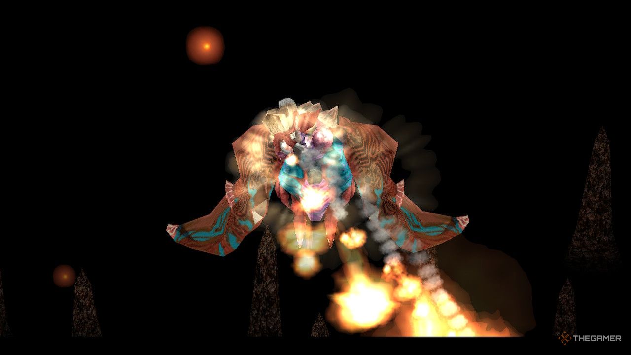 Gyalva breathing fire as it enters the arena in ys memoire the oath in felghana.