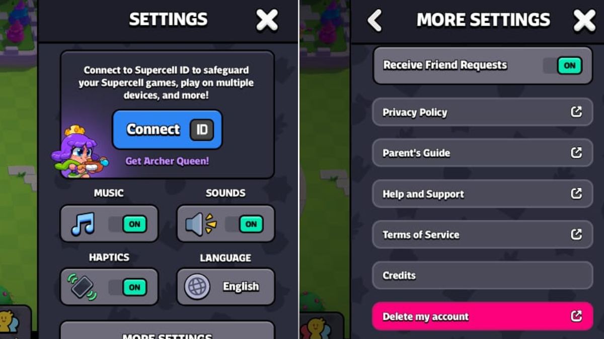 squad busters settings menu