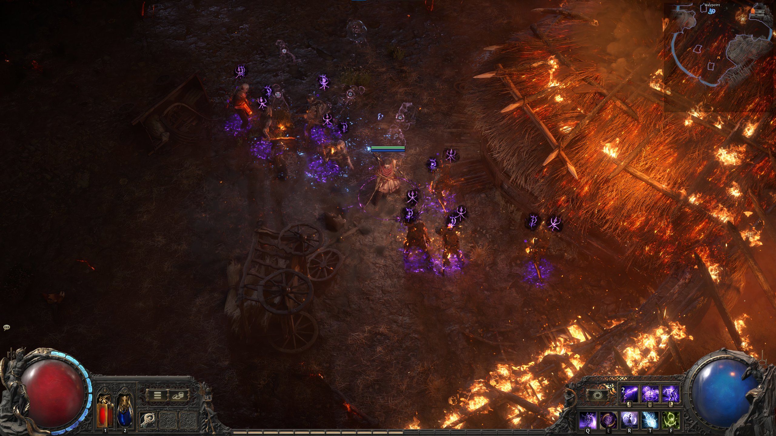 Using the support gem Magnified effect in path of exile 2.