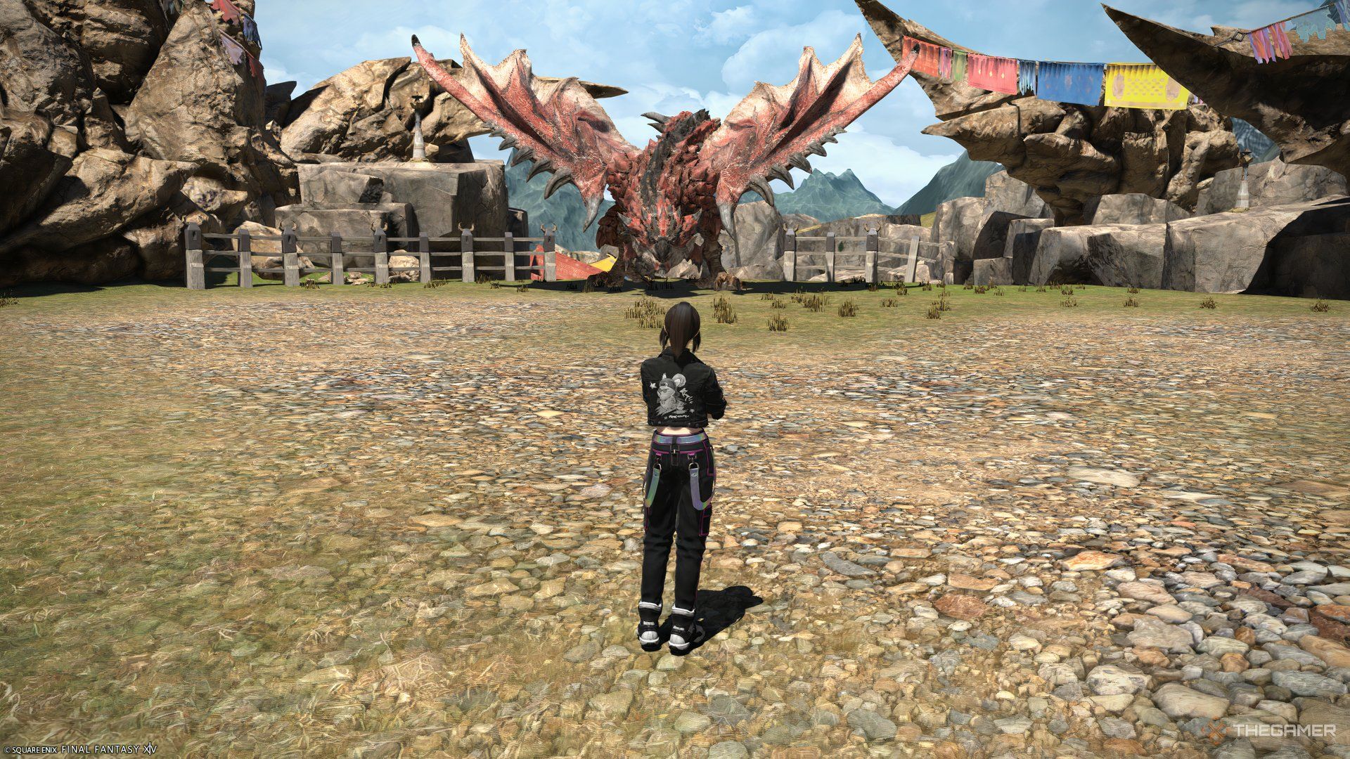 A player facing Rathalos in Final Fantasy 14.