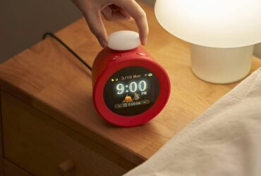 A promotional image of Nintendo's Alarmo alarm clock.