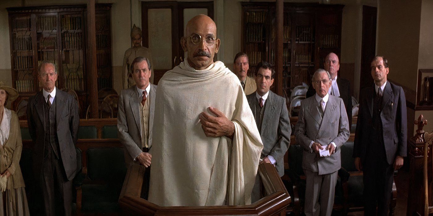 Ben Kingsley in court as Mahatma Gandhi in Richard Attenborough's Gandhi