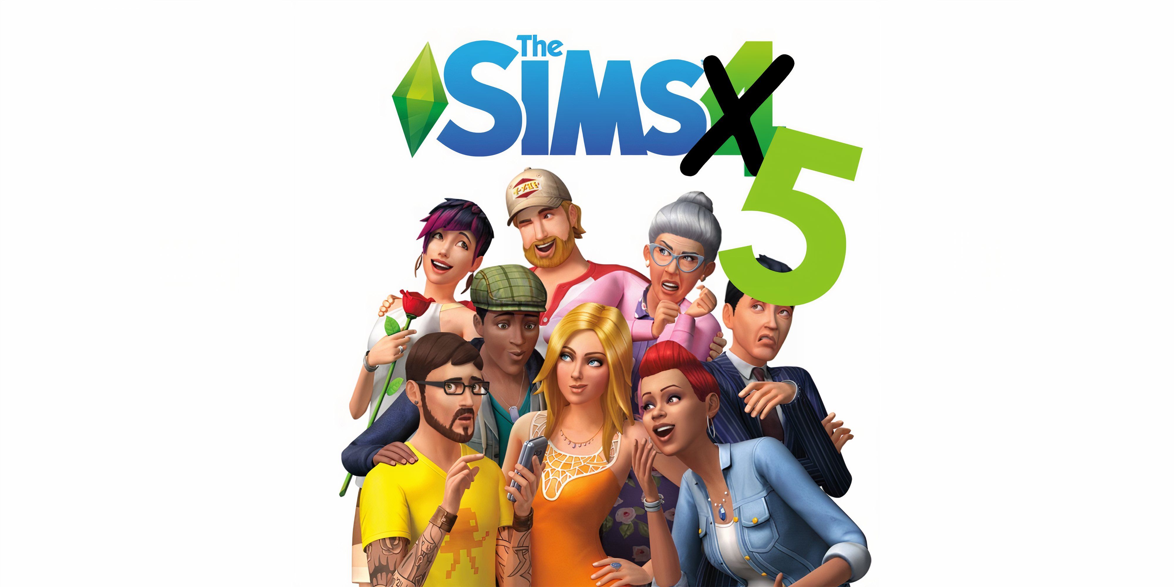 The Sim 4 logo with 4 crossed out and replaced by 5