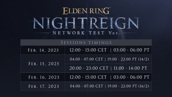 elden ring Nightreign test timings