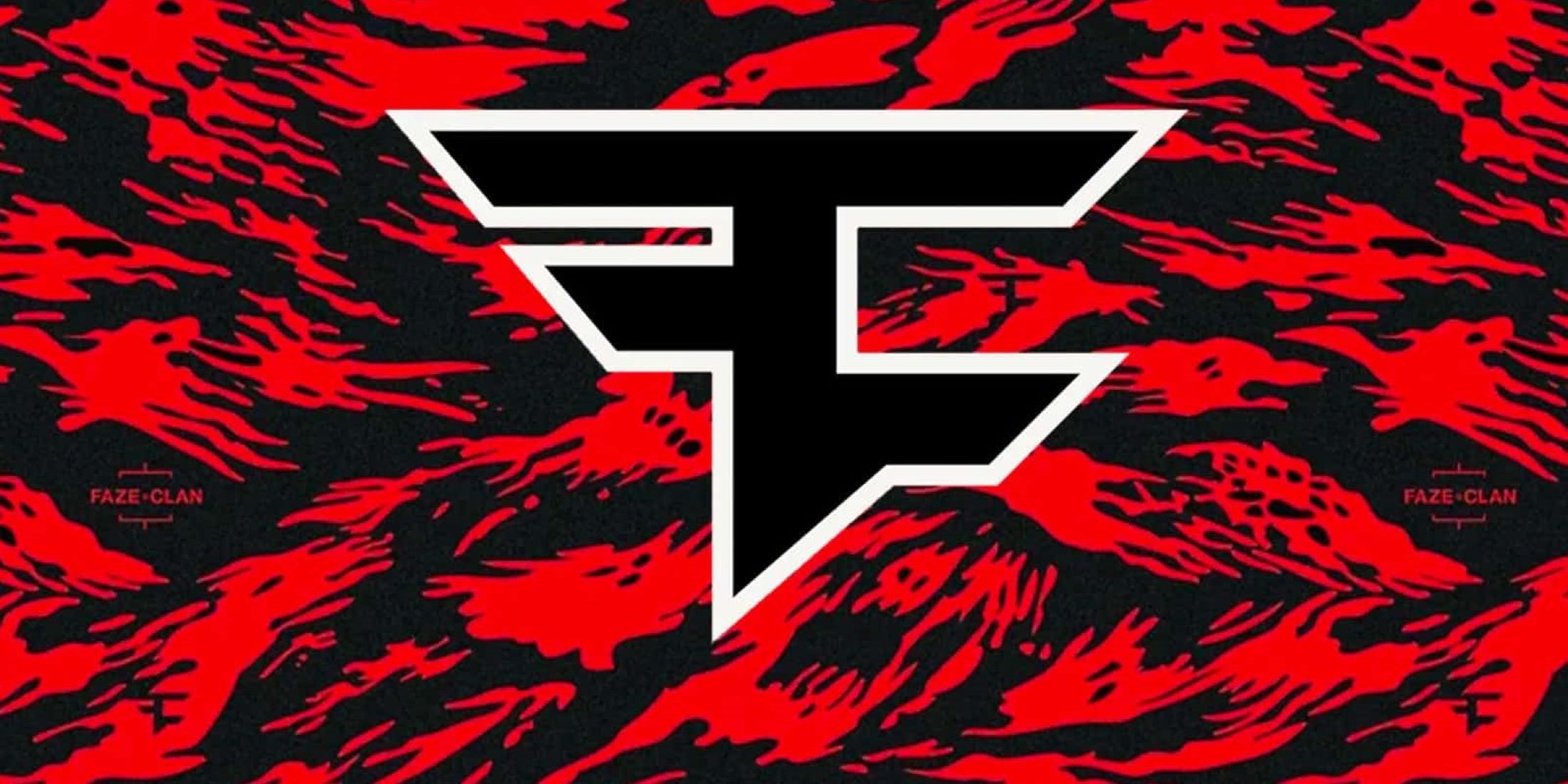 faze clan logo over red and black background