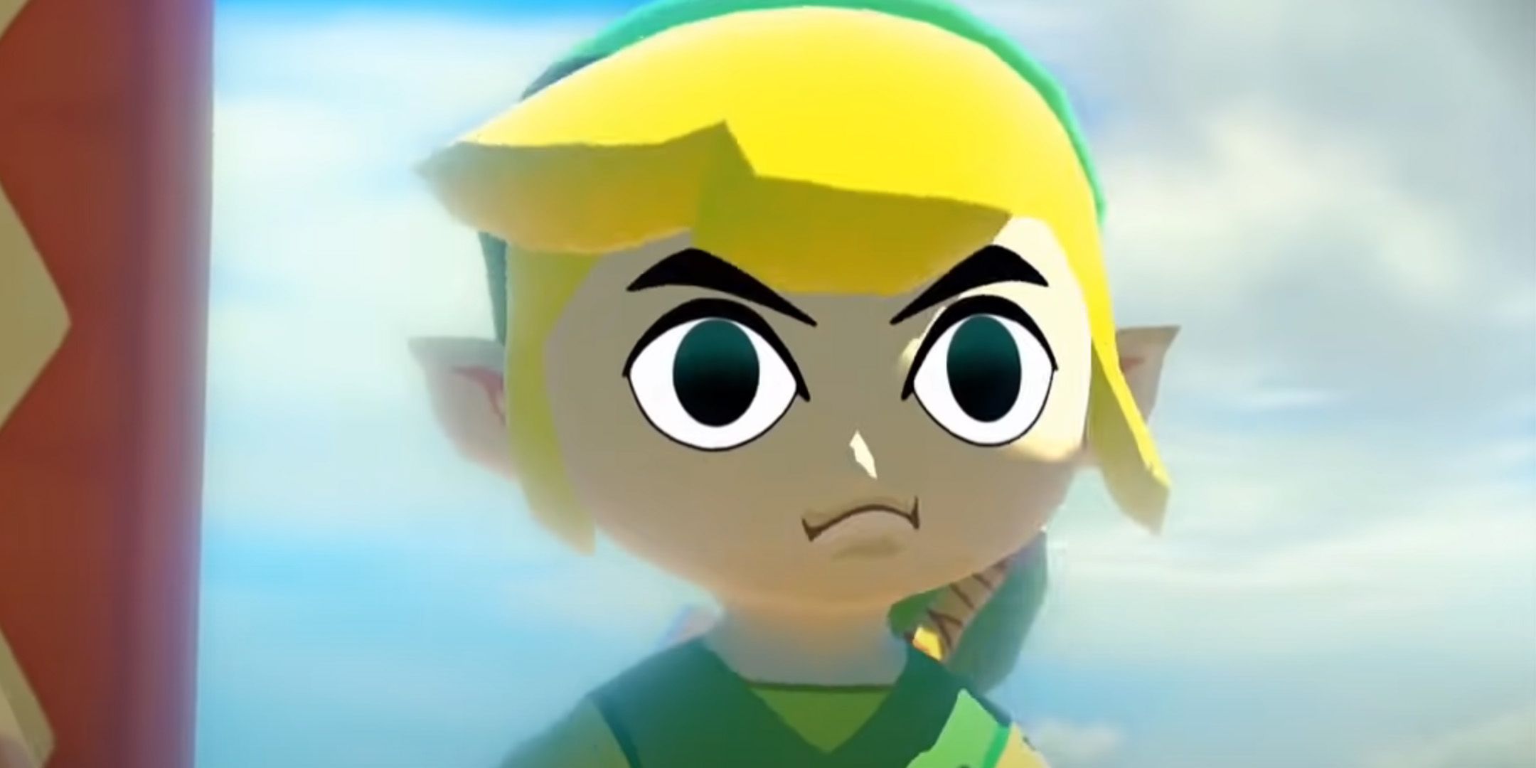 Toon Link scowling in The Legend of Zelda: Wind Waker HD.