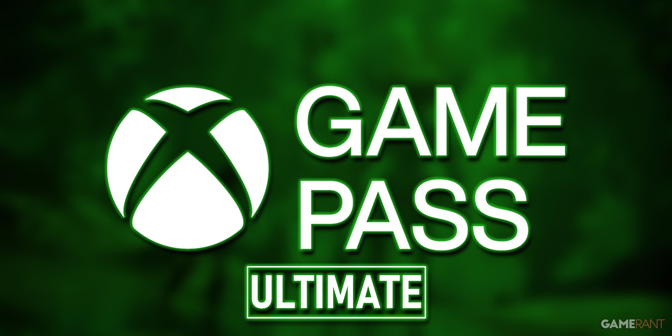 Xbox Game Pass Ultimate logo over green-tinted blurerd Eternal Strands promo gameplay screenshot