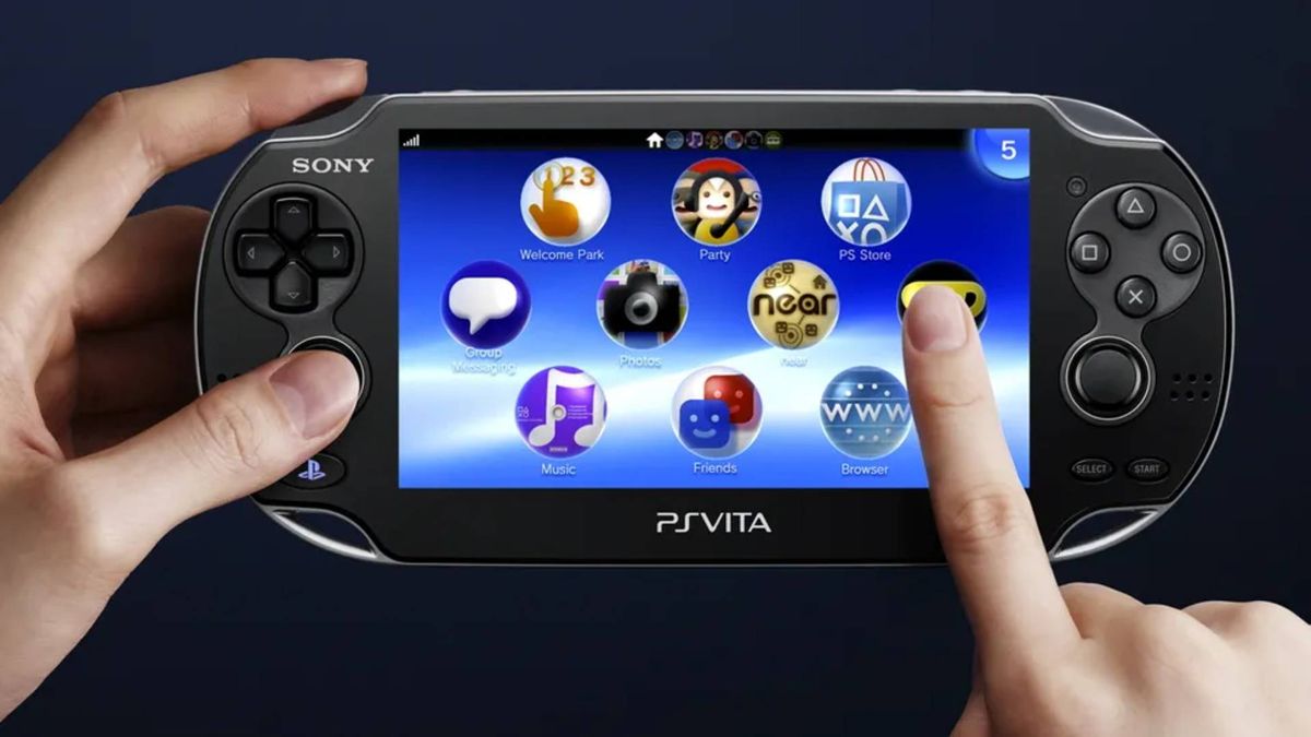 Someone holding a PS Vita.