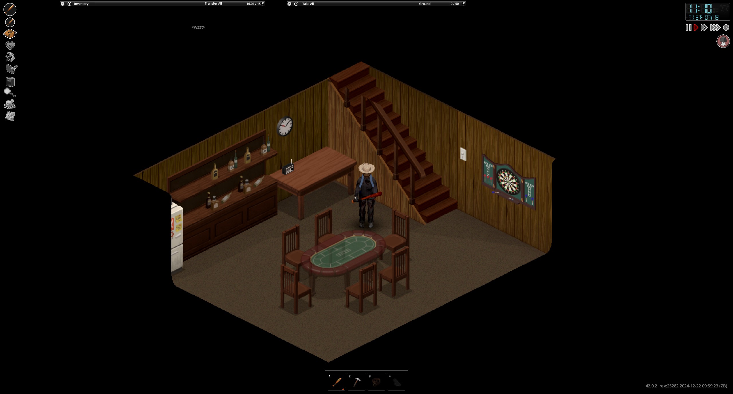 A basement with a poker table and bar added to Project Zomboid in the Build 42 beta