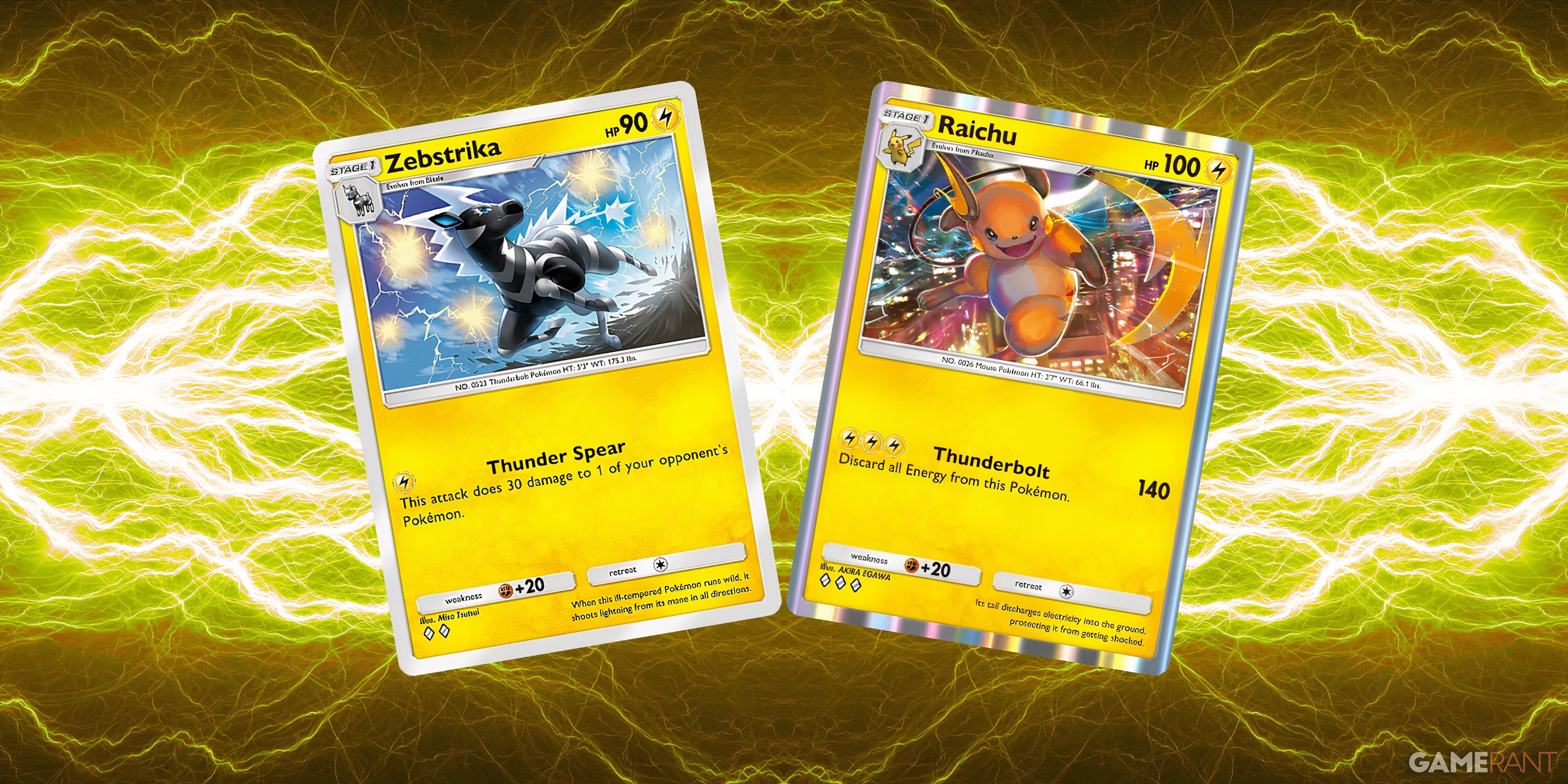 zebristka and raichu in pokemon tcg pocket.