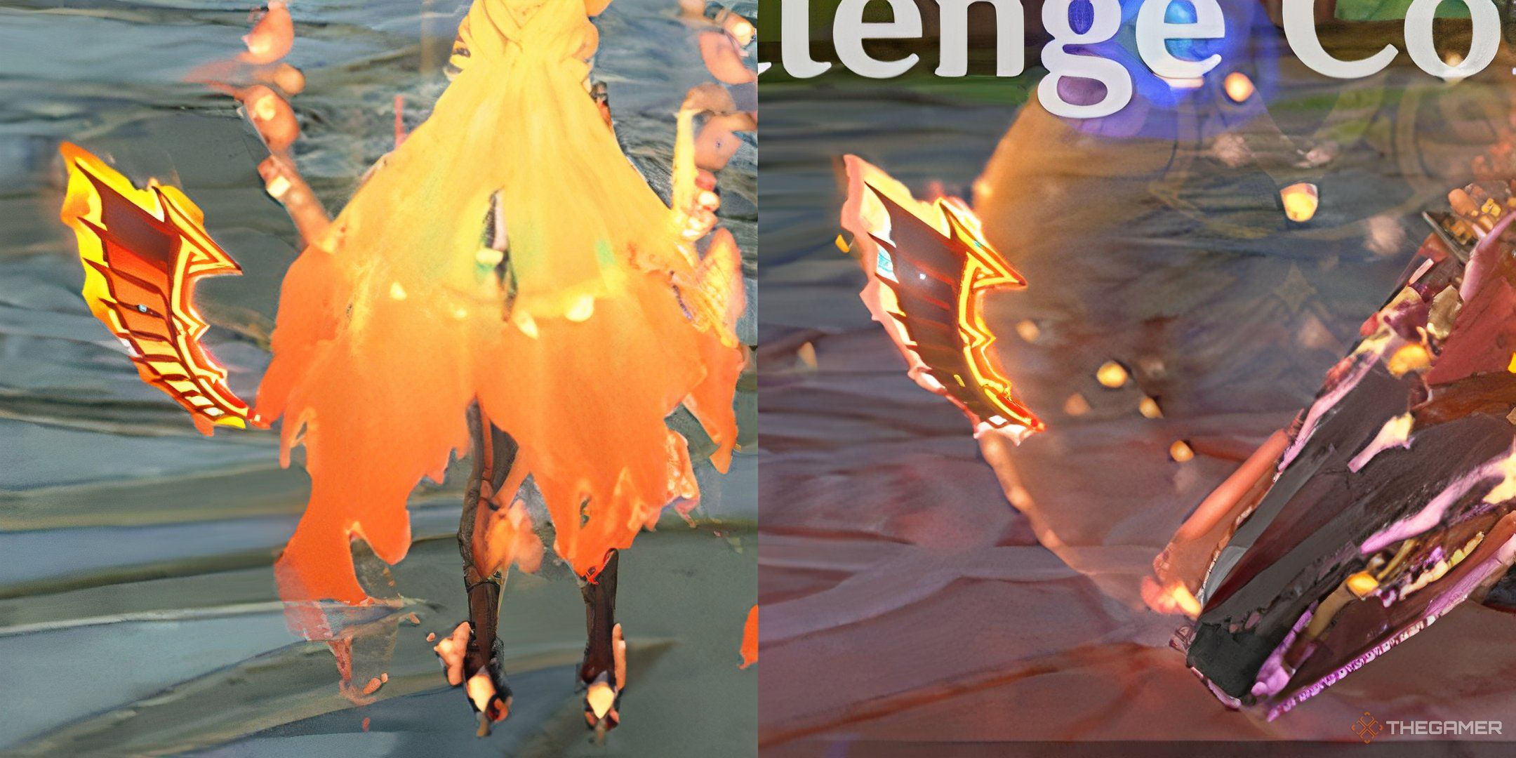 A split image comparing Mavuika's Nightsoul bars in Genshin Impact.