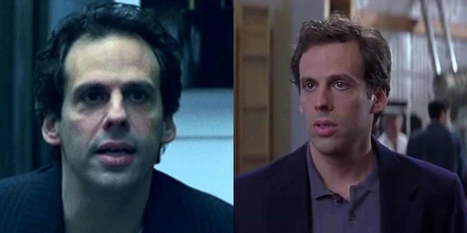 Split image of Josh Pais as Detective Wallace in Scream 3