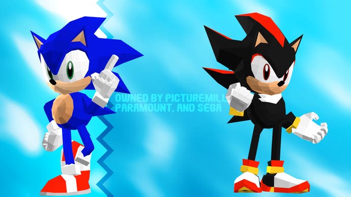 Sonic and Shadow low poly character models used in Sonic 3 film credits