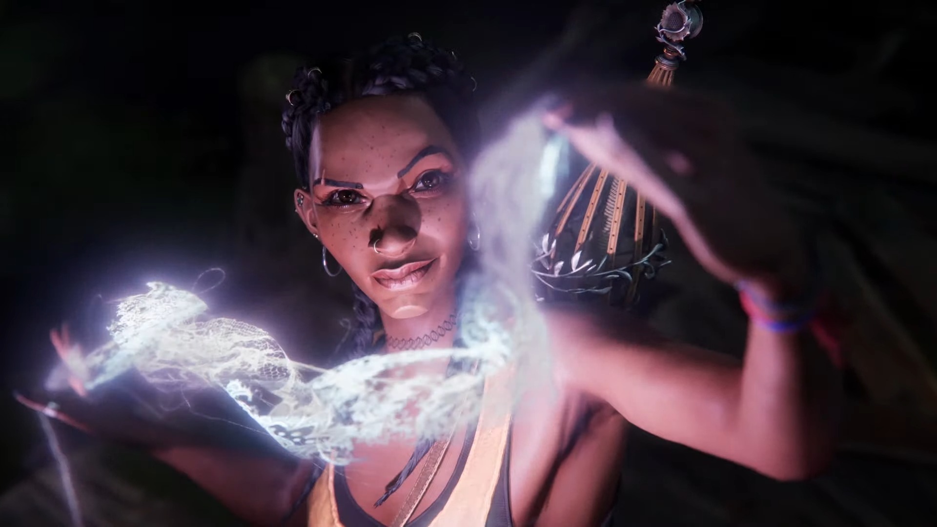 South of Midnight screenshot depicting Hazel using ancient magic between her fingers