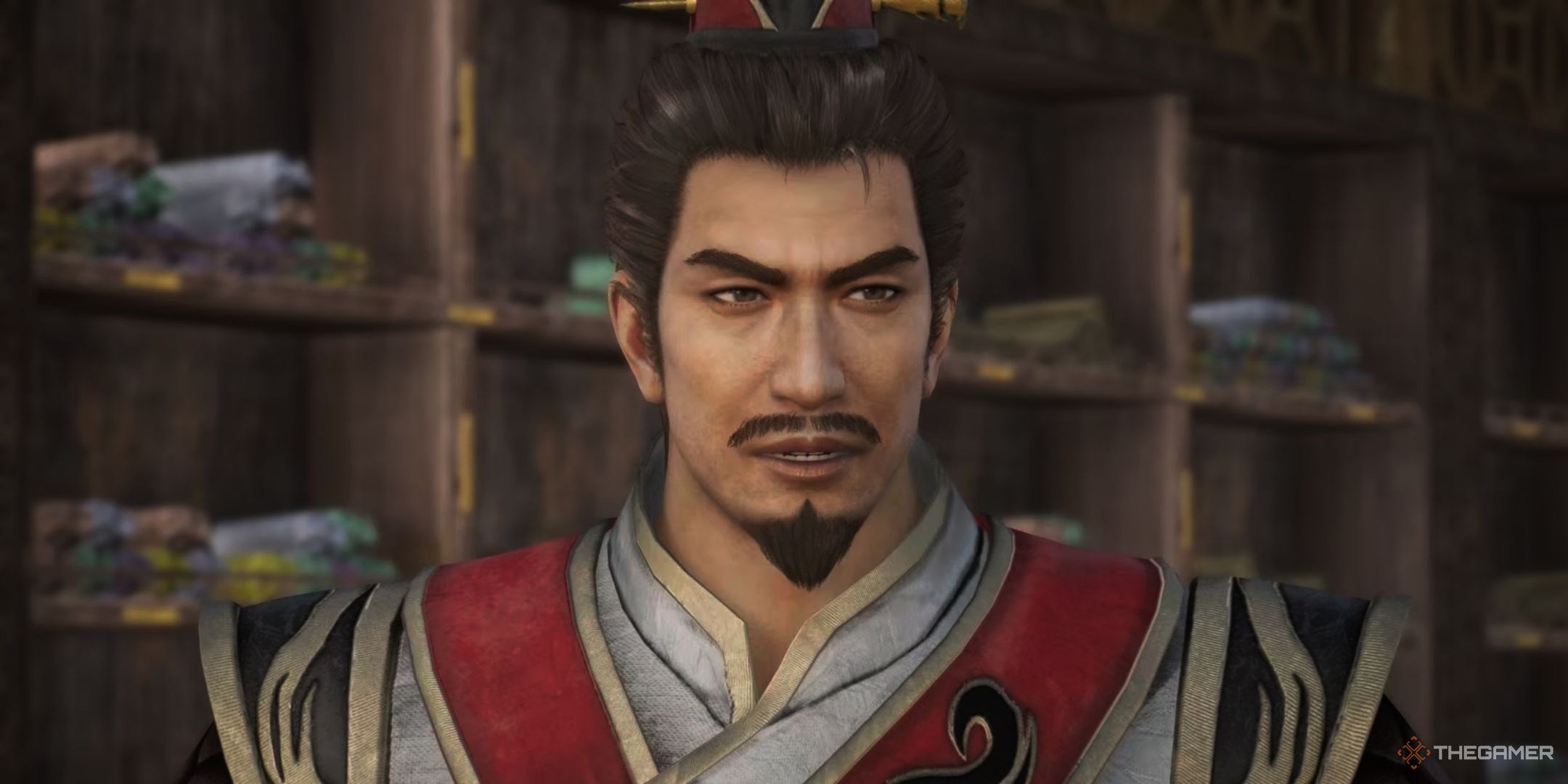 a closeup of lu su in dynasty warriors: origins.