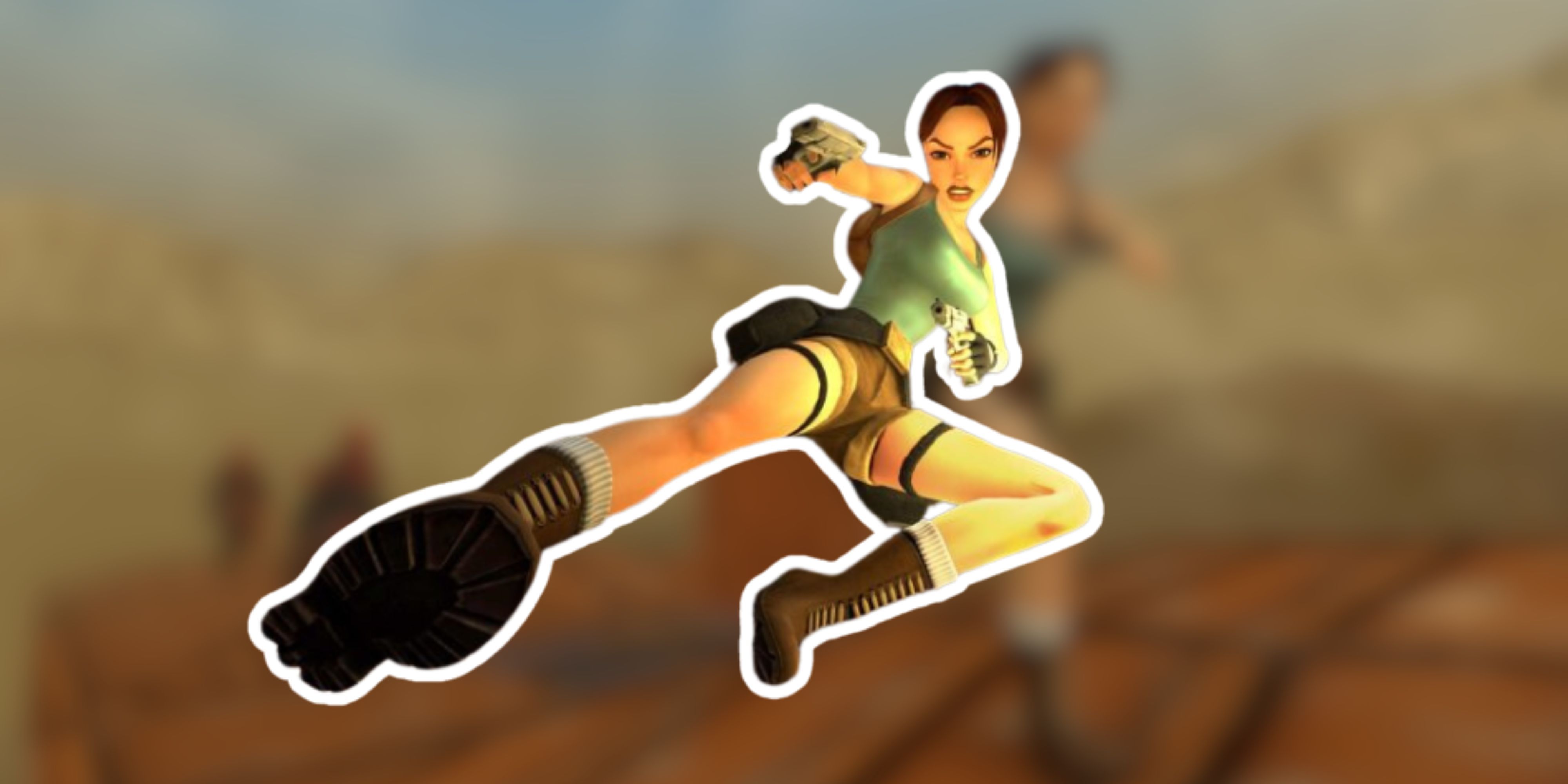 Tomb Raider in a flying kick