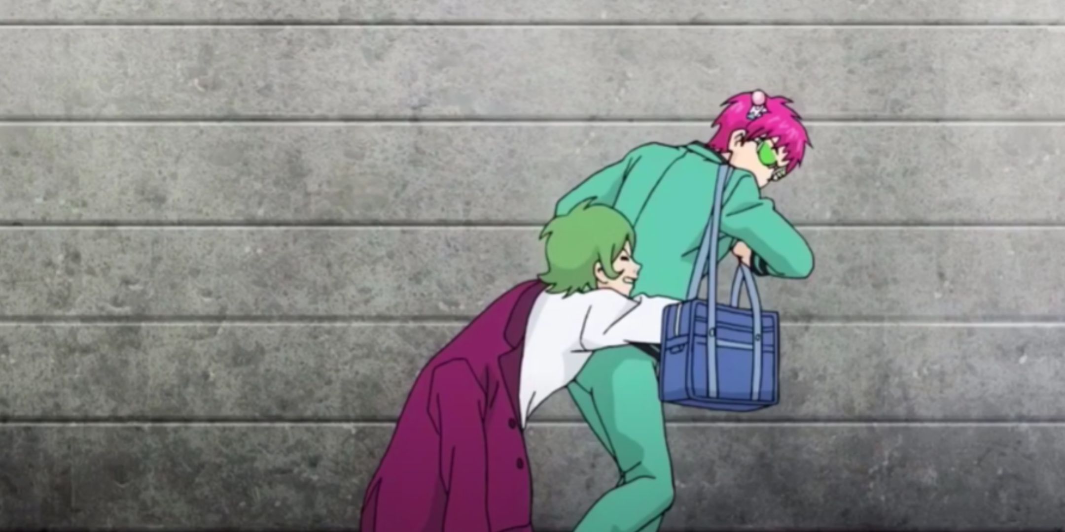 Chono clinging to Kusuo in The Disastrous Life of Saiki K.