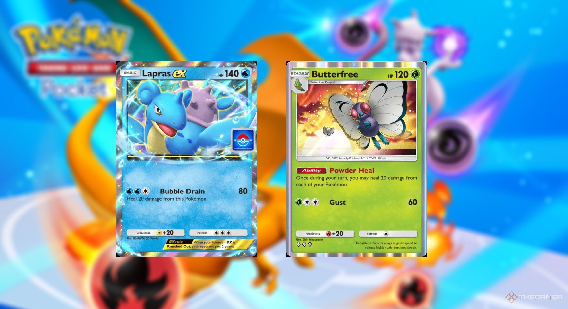 Lapras and Butterfree in Pokémon TCG Pocket.