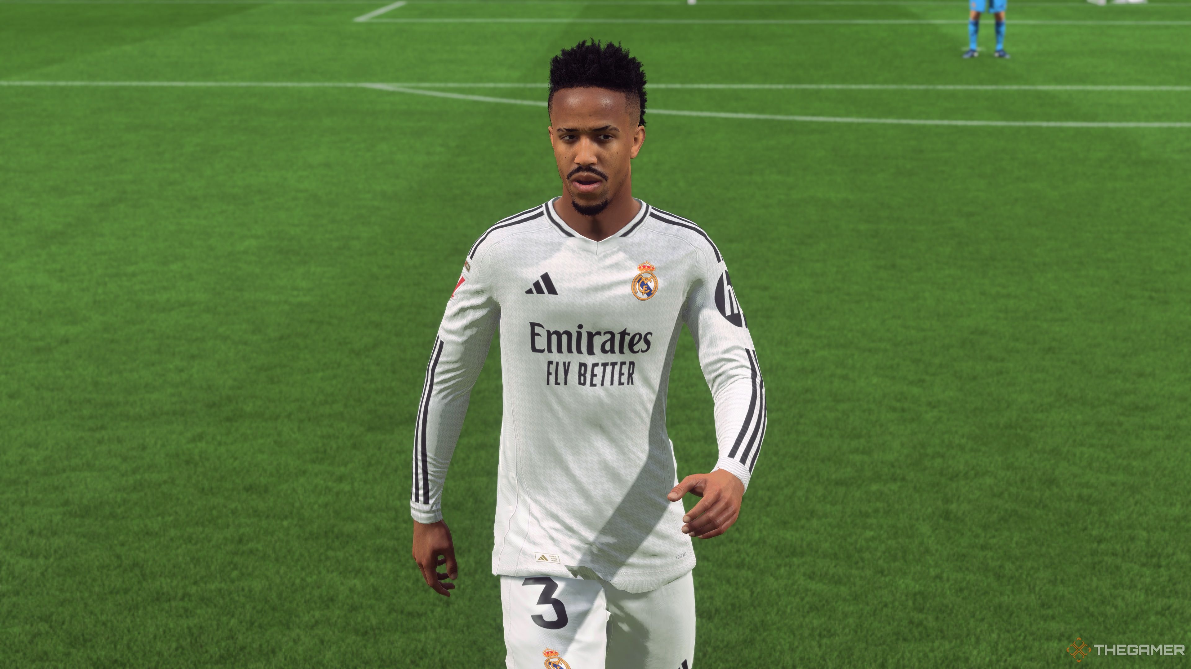 Eder Militao walks on the pitch in EA Sports FC 25.