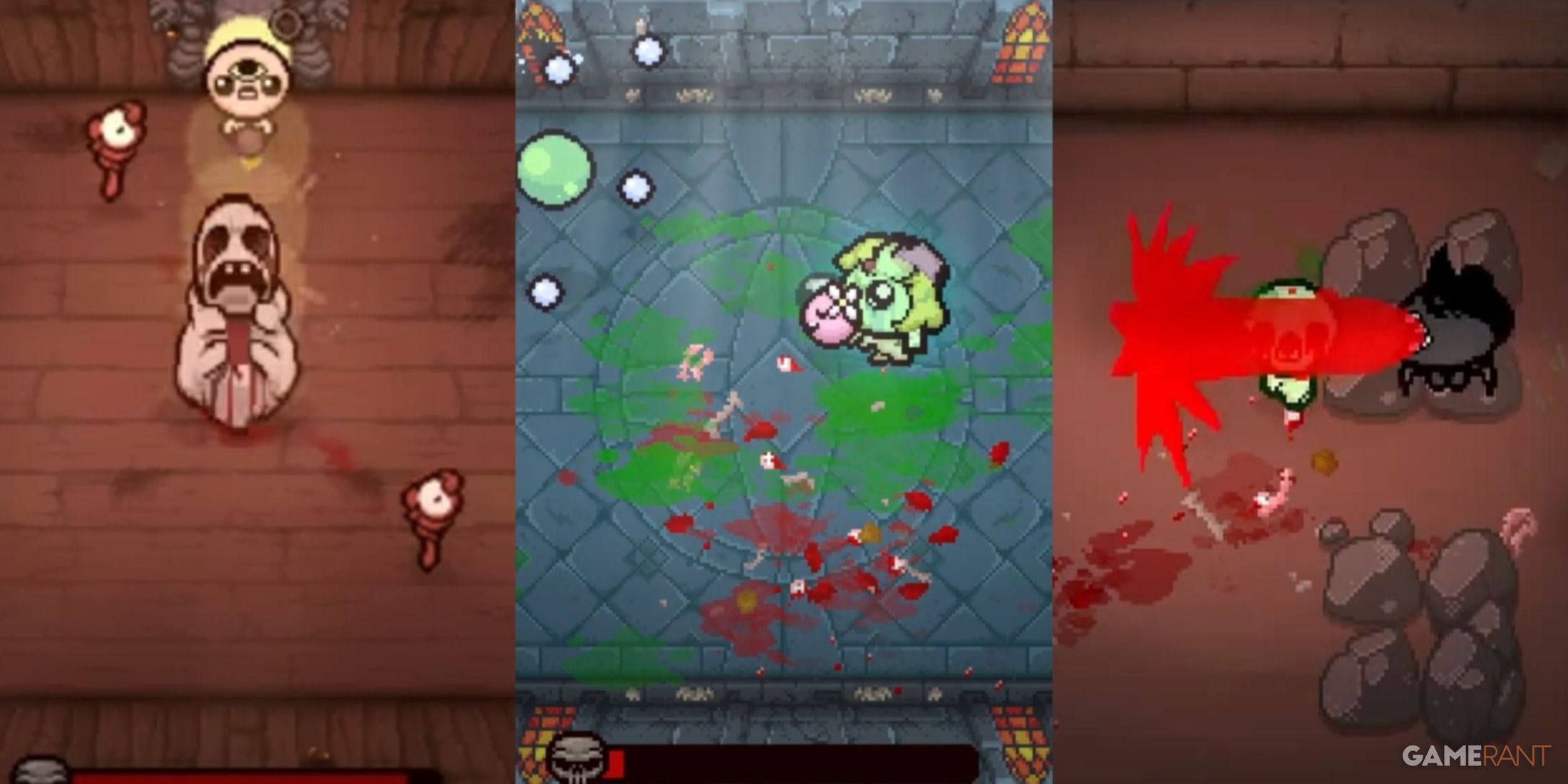 split image of Isaac, Magdalene, and Azazel in The Binding Of Isaac: Rebirth