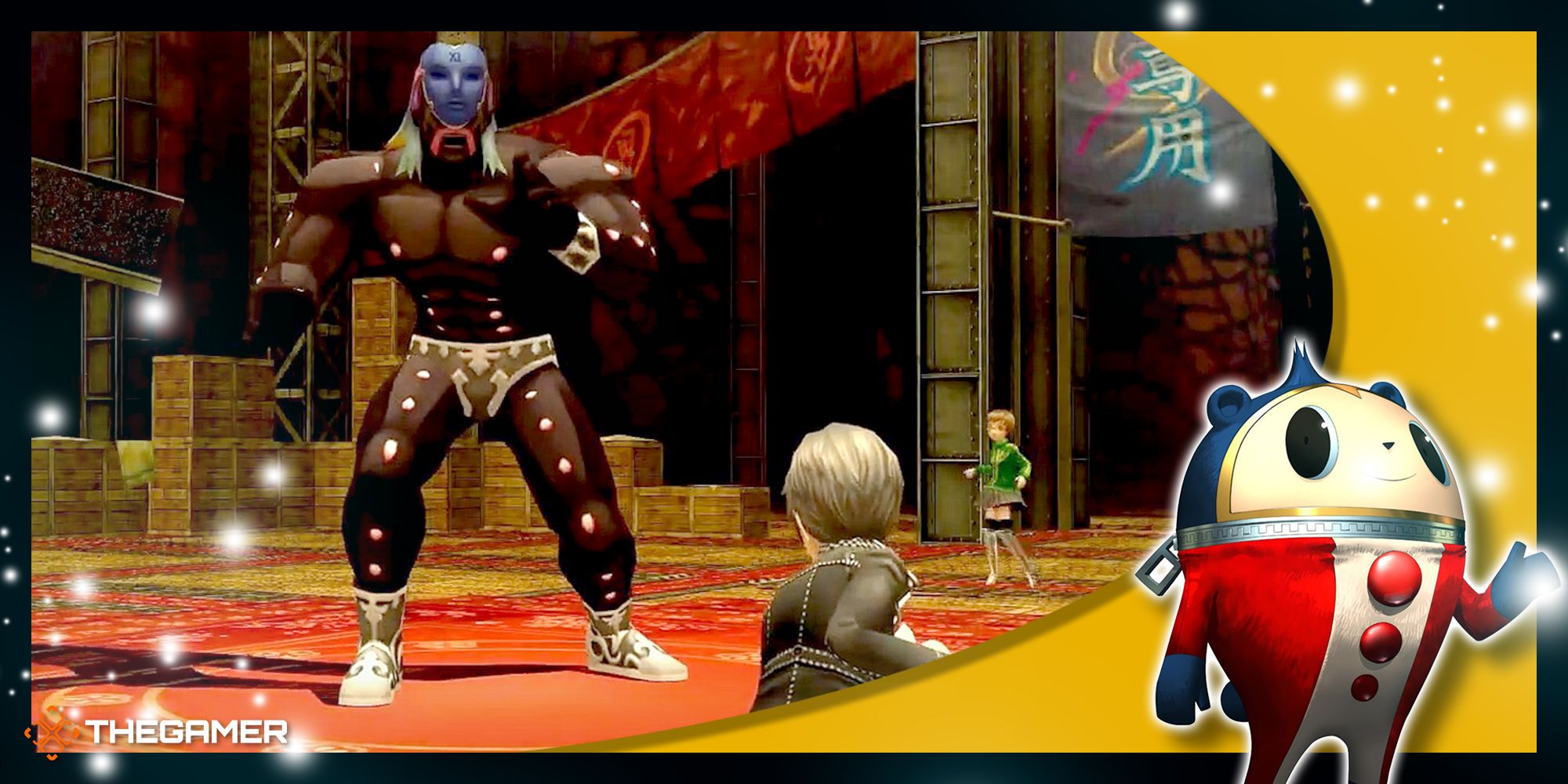 Daring Gigas about to fight the investigation team in Persona 4 Golden.