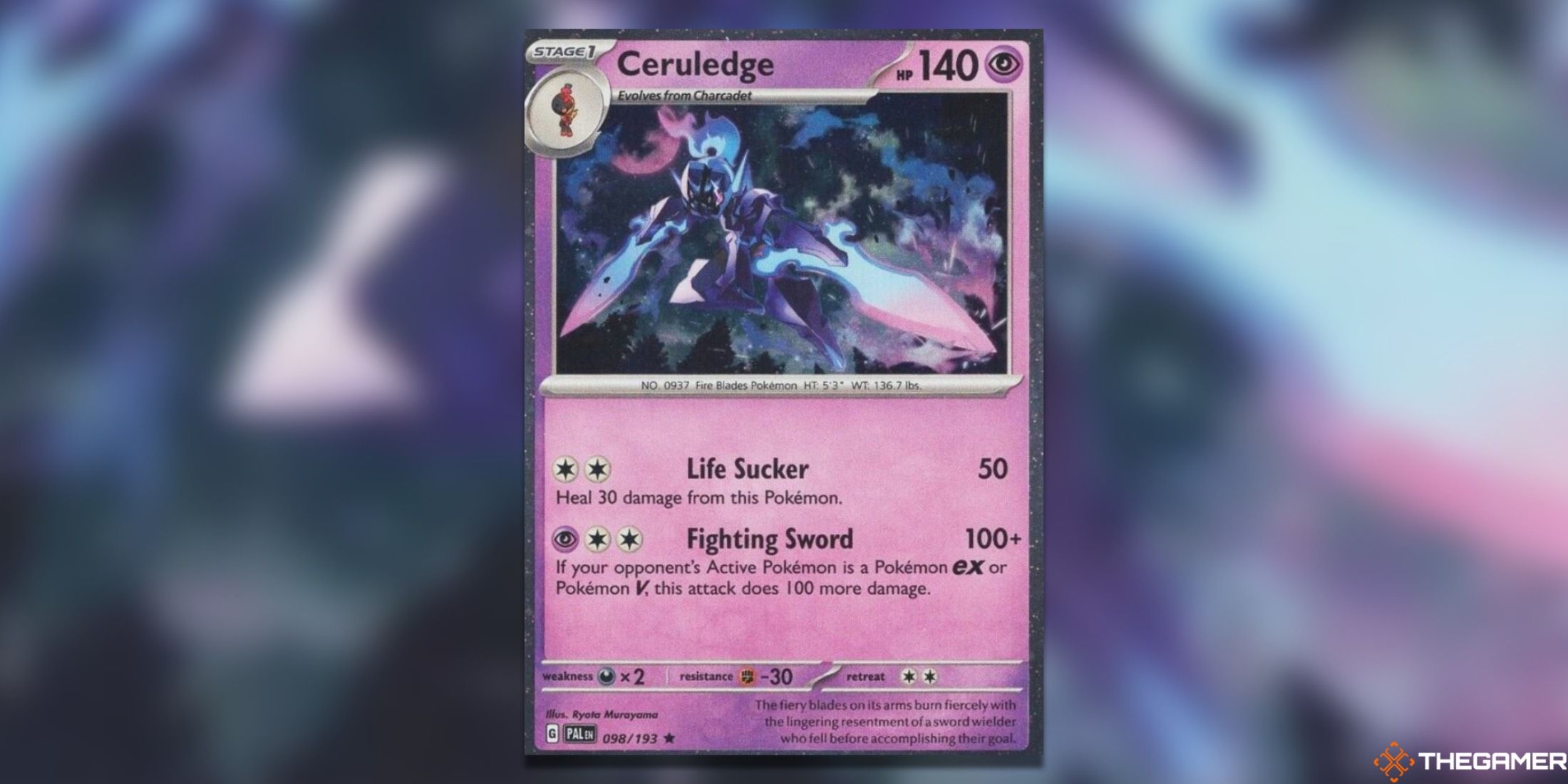 The Ceruledge Cosmos Holo from the Pokemon TCG.