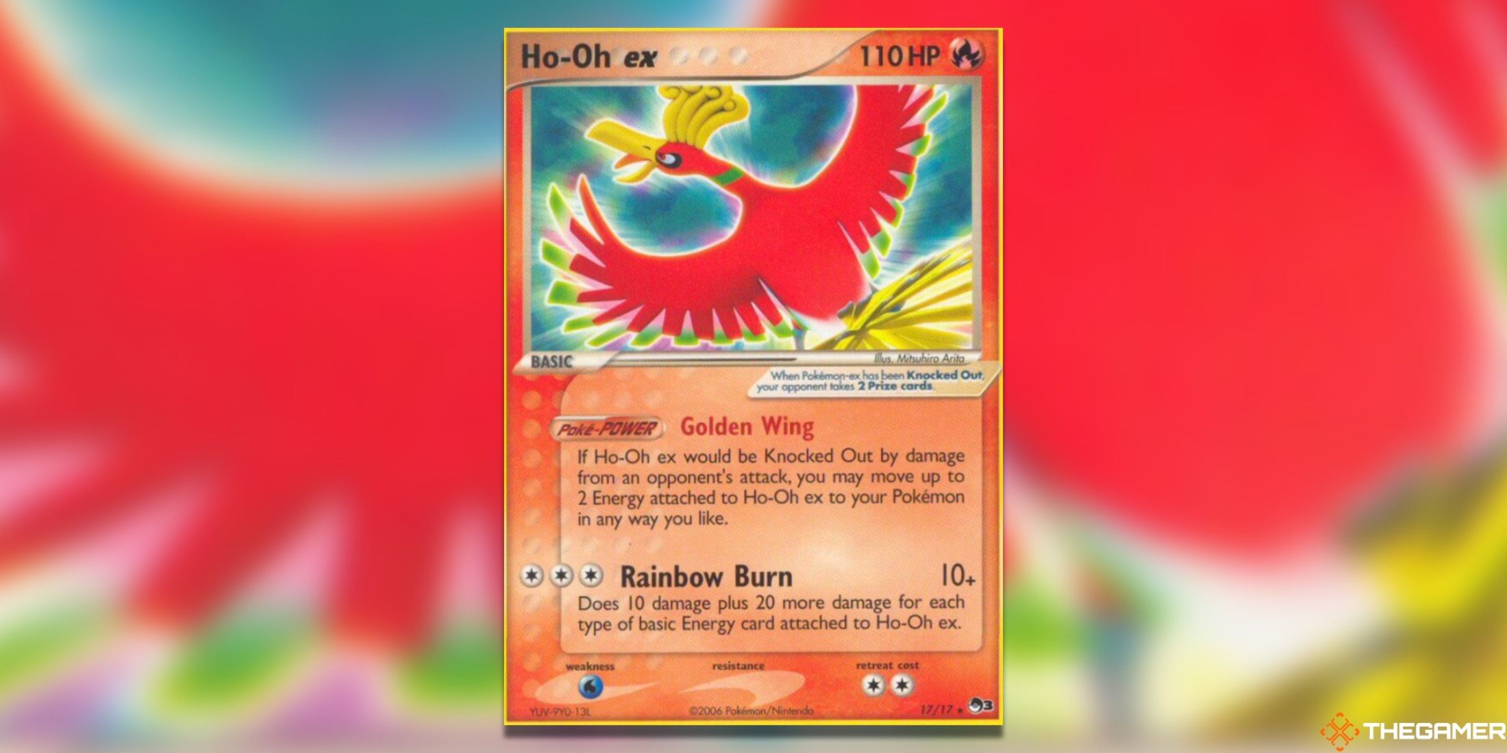 The POP Series 3 Ho-Oh holo from the Pokemon TCG.