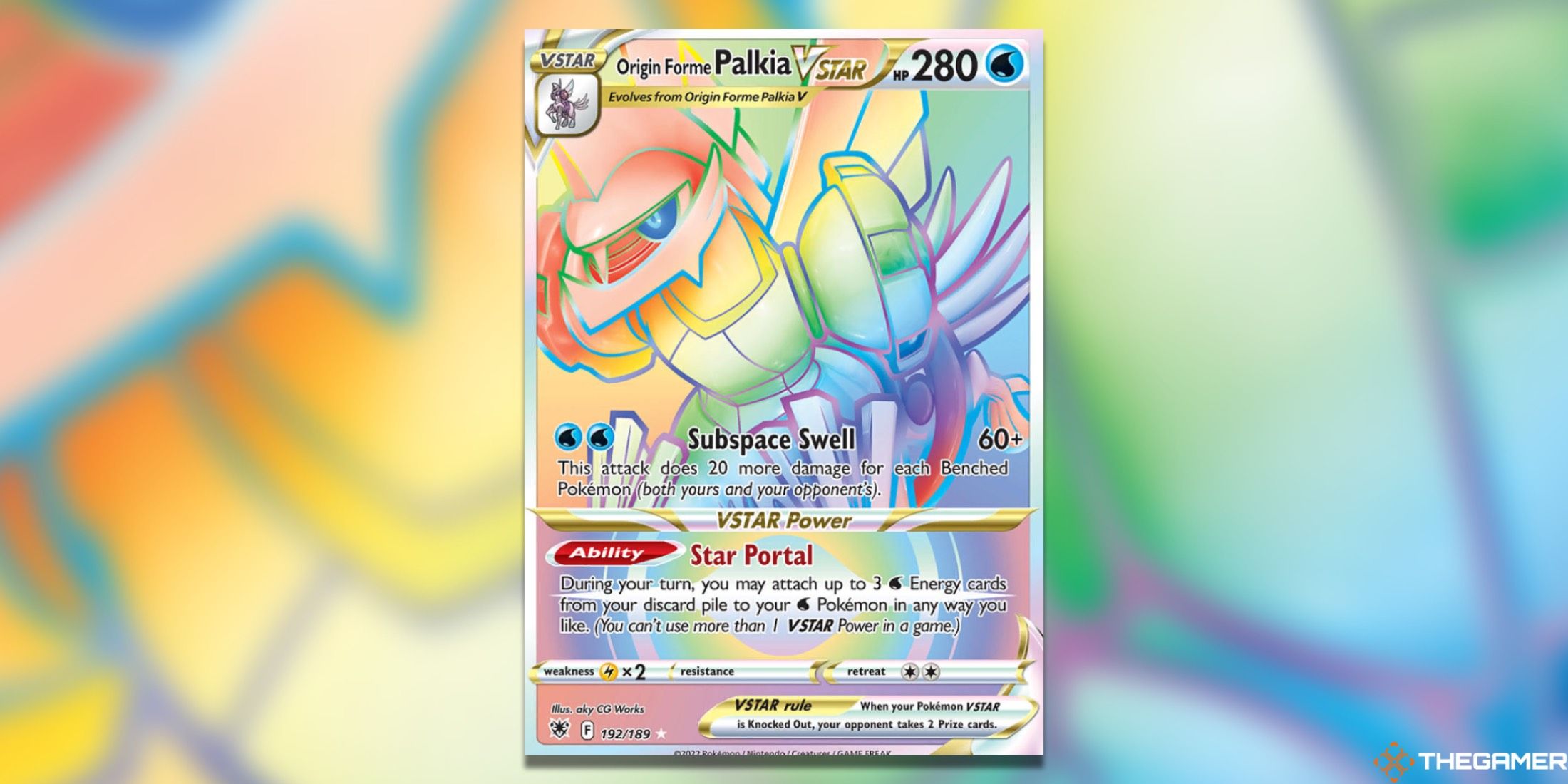 The Astral Radiance Origin Form Palkia VSTAR Secret in the Pokemon TCG.