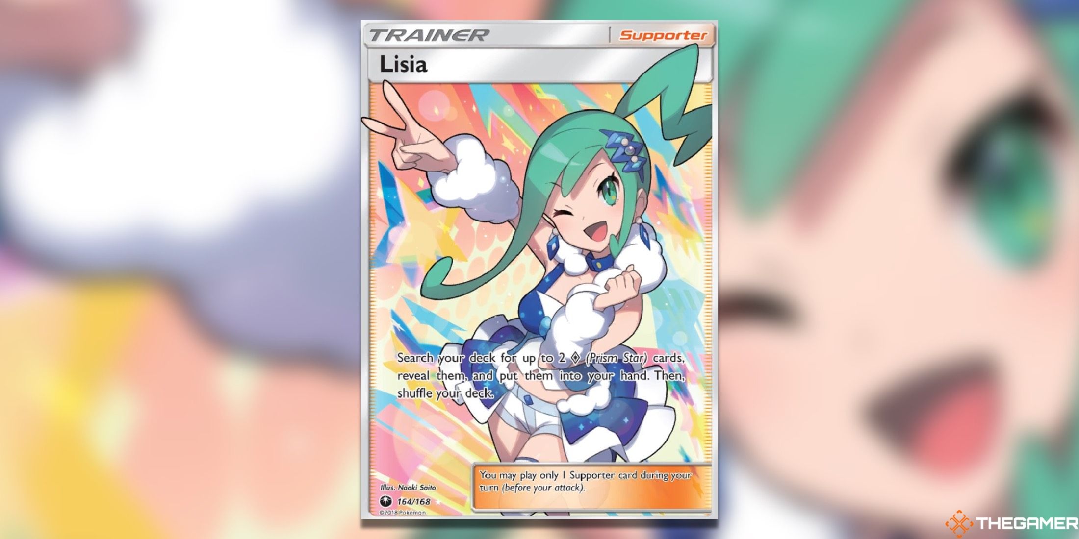 The Celestial Storm Lisia full-art from the Pokemon TCG.