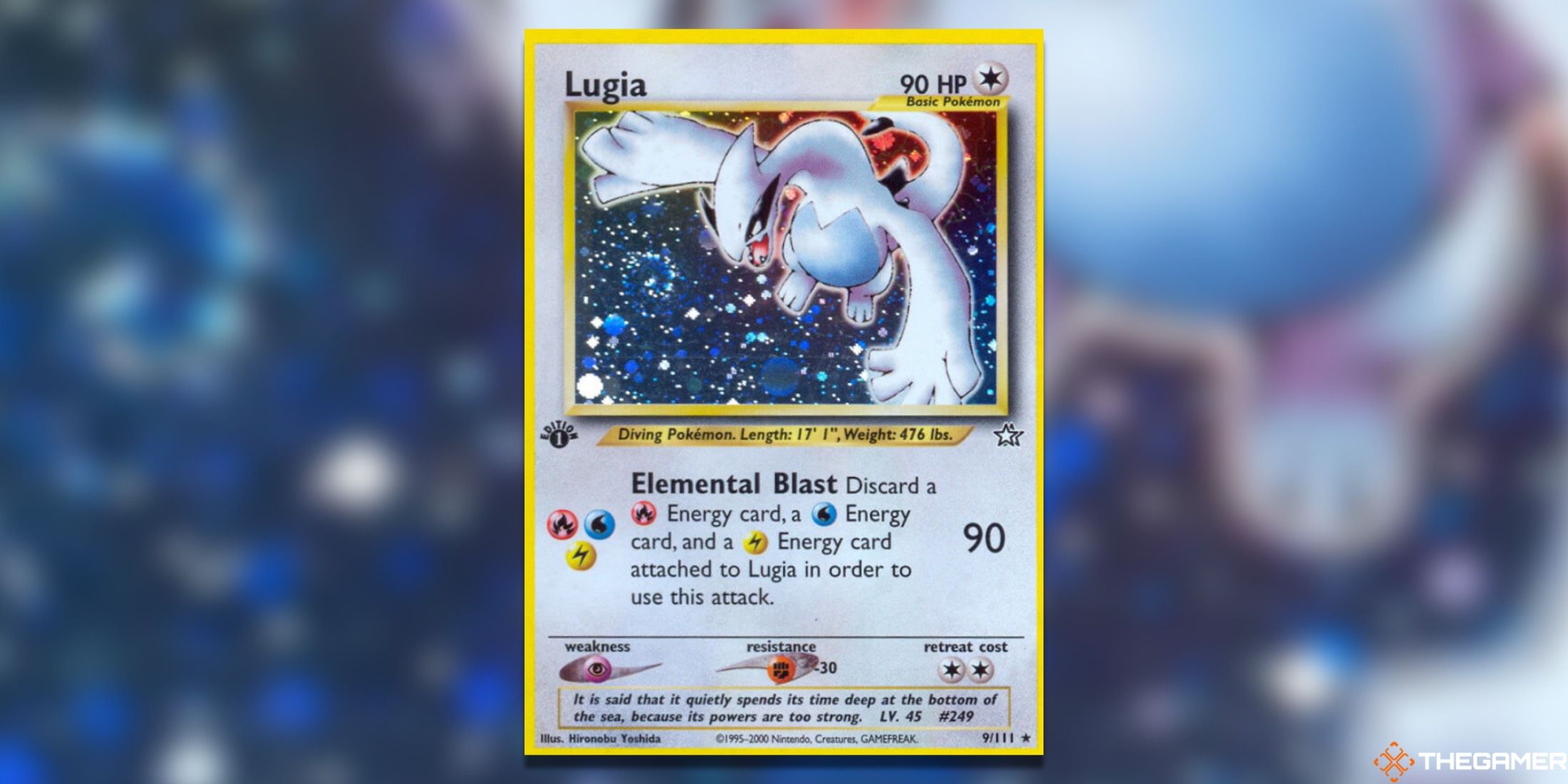 The Lugia Neo Genesis First Edition Holo Rare from the Pokemon TCG.