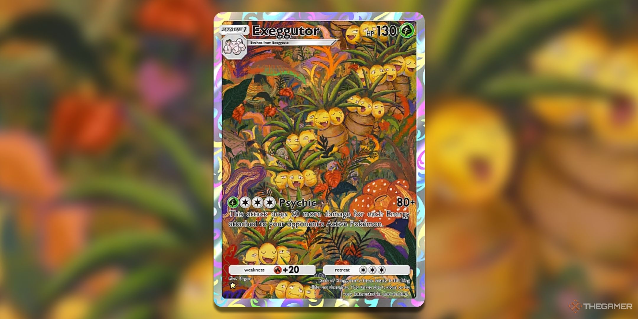 Exeggutor Mythical Island Pokemon TCG Pocket Illustration Card Art.