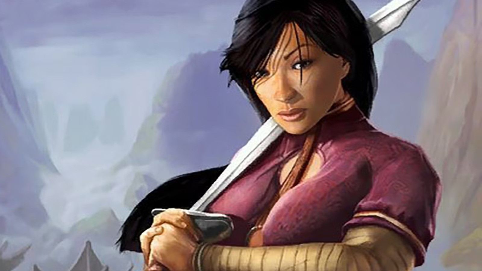 Promotional art of the player character in Jade Empire. 