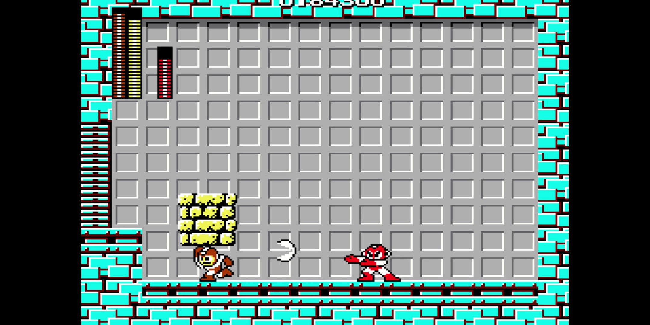 Mega Man battling Cut Man in the first Mega Man.