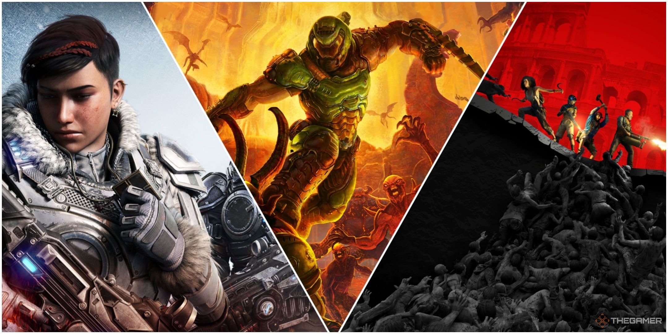 Art for Gears 5, Doom Eternal, and World War Z Aftermath.